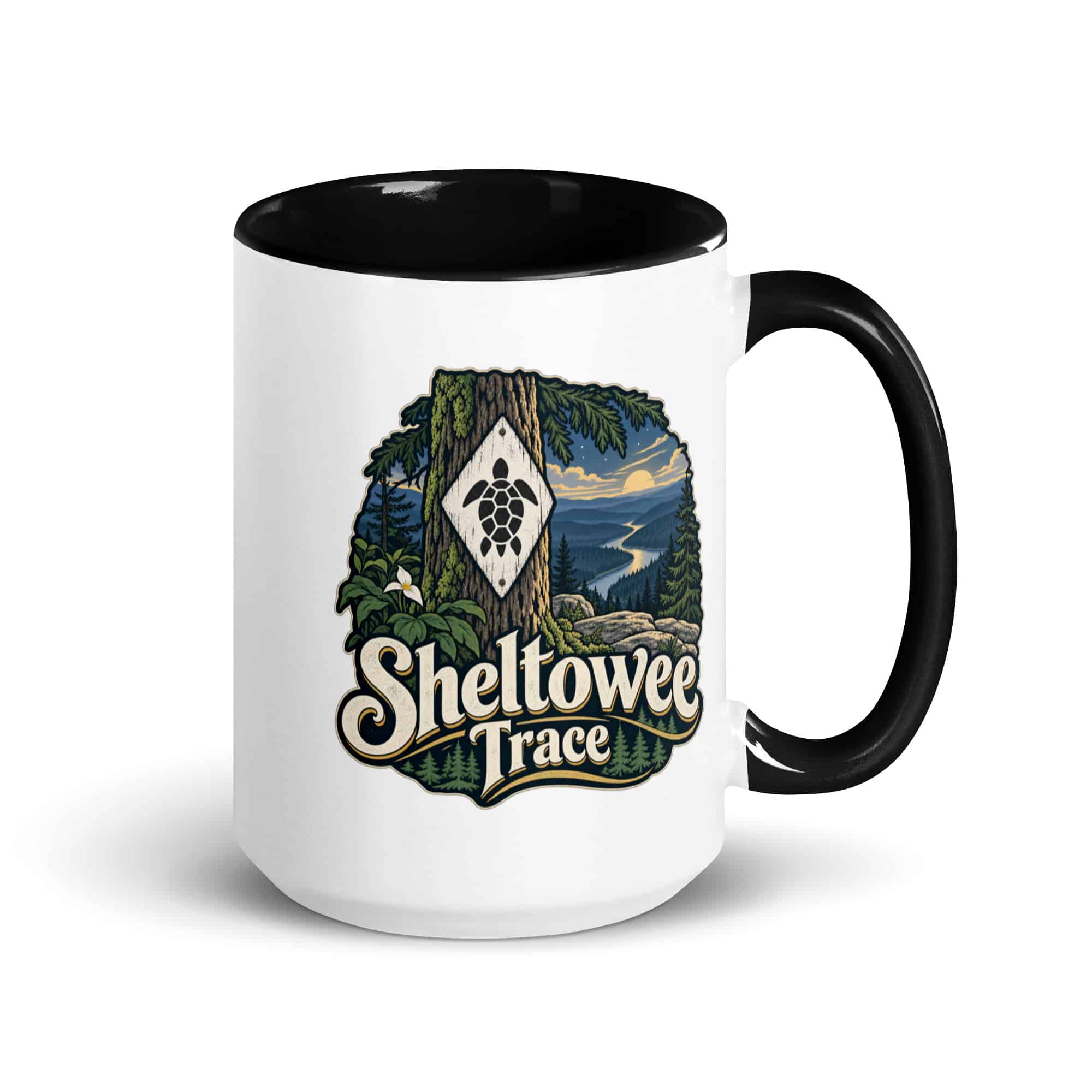 Sheltowee Trace Color Inside Coffee Mug: Sheltowee Trace, Woodland Scenic Lettering