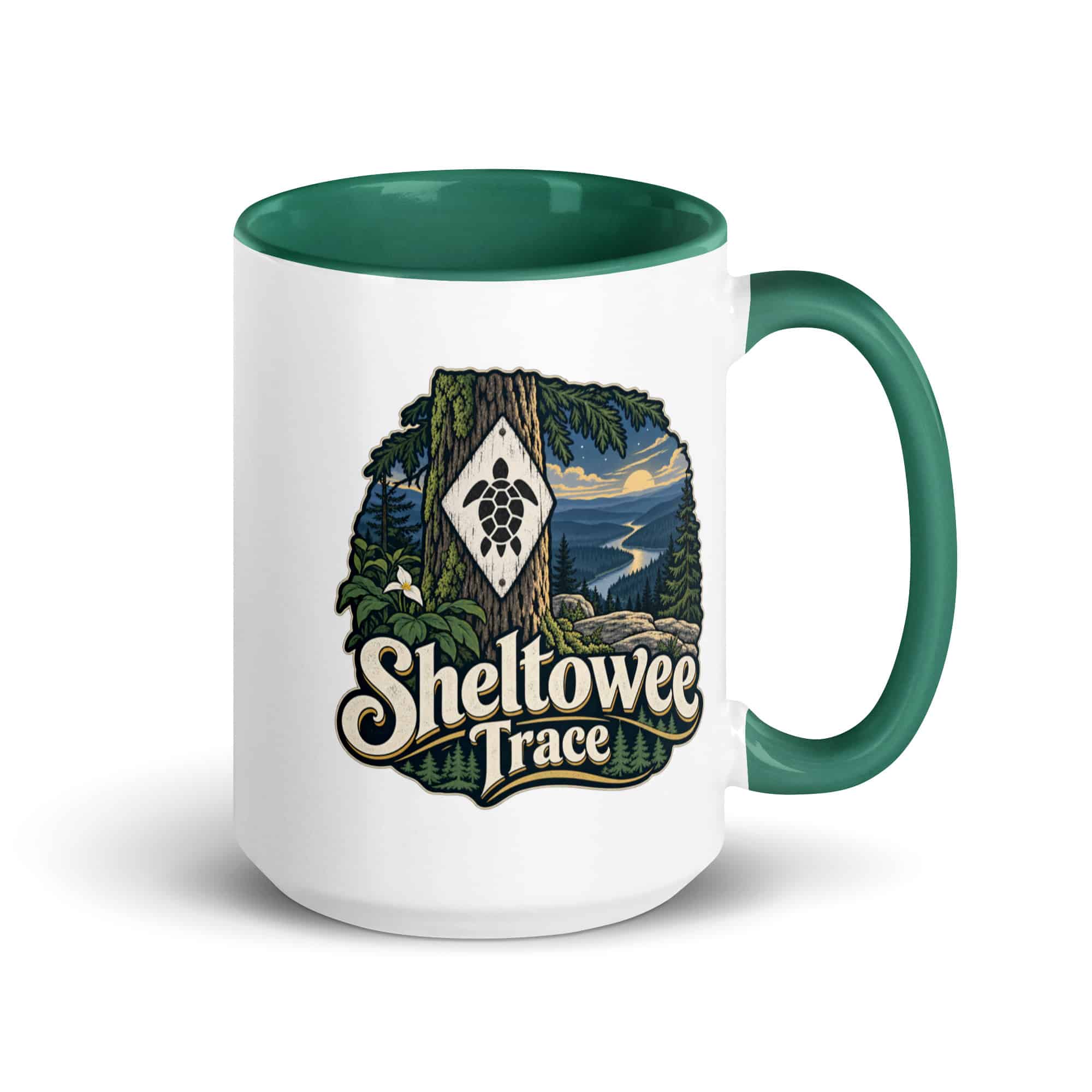 Sheltowee Trace Color Inside Coffee Mug: Sheltowee Trace, Woodland Scenic Lettering