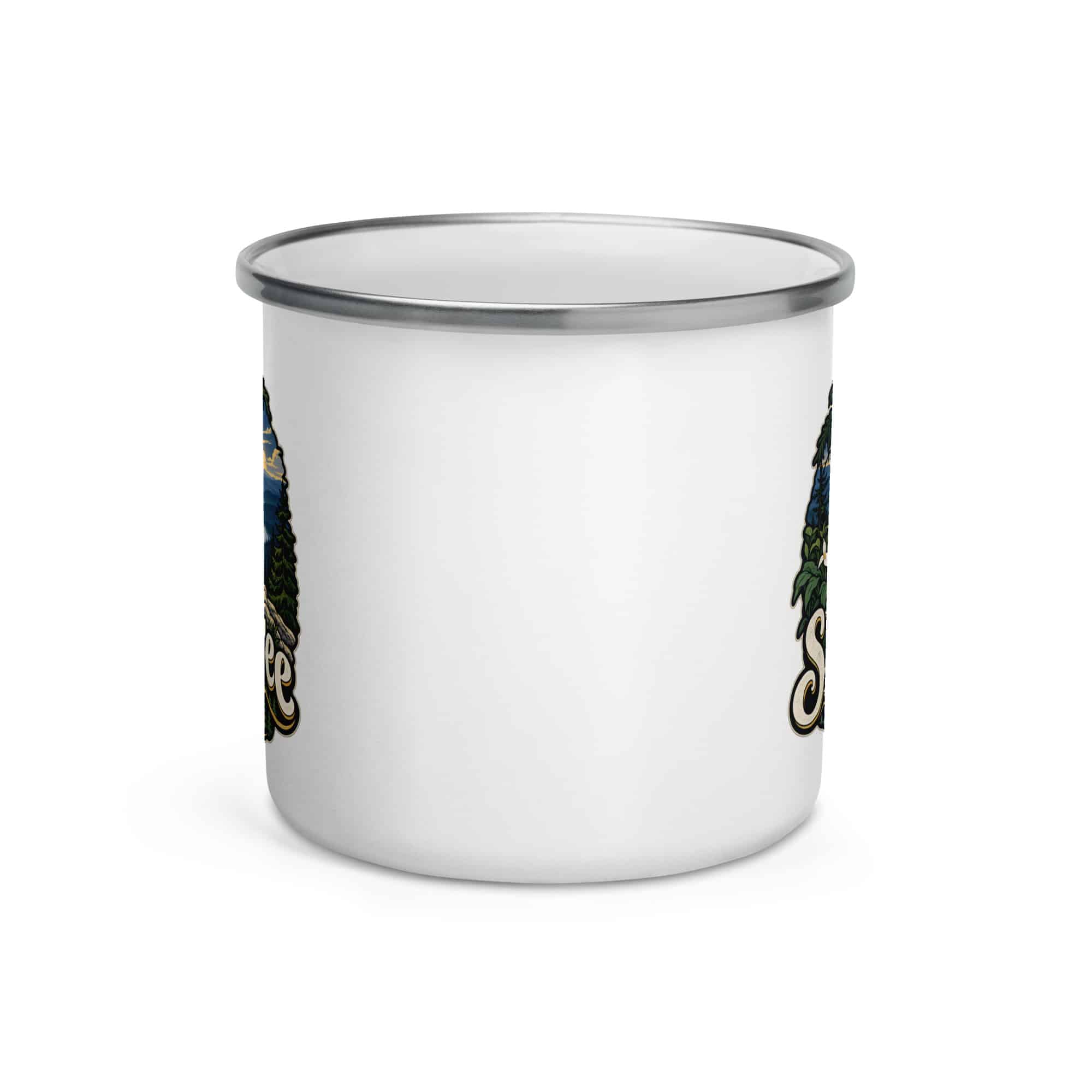 Sheltowee Trace Enamel Camp Mug: Sheltowee Trace, Woodland Scenic Lettering