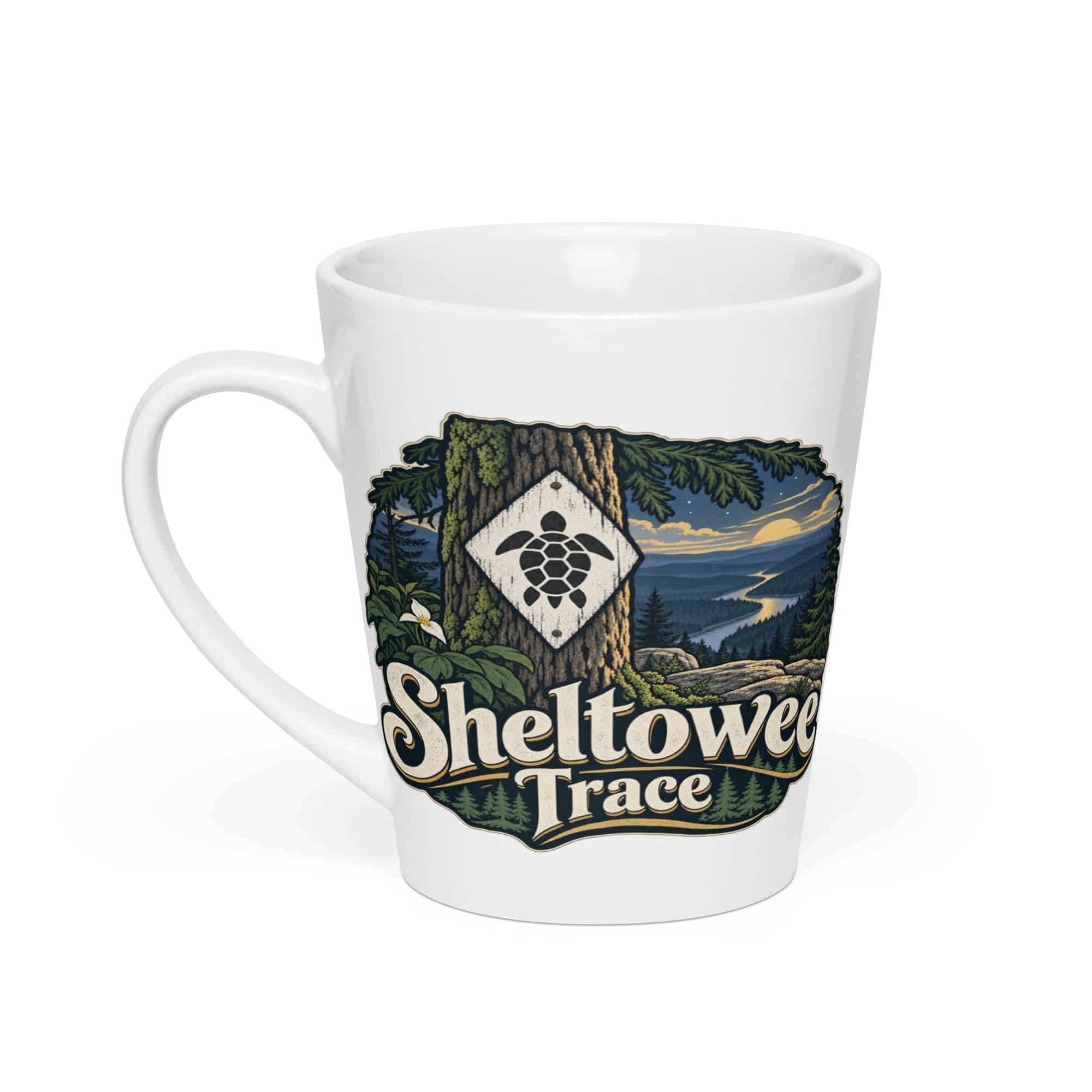 Sheltowee Trace Latte Mug: Sheltowee Trace, Woodland Scenic Lettering