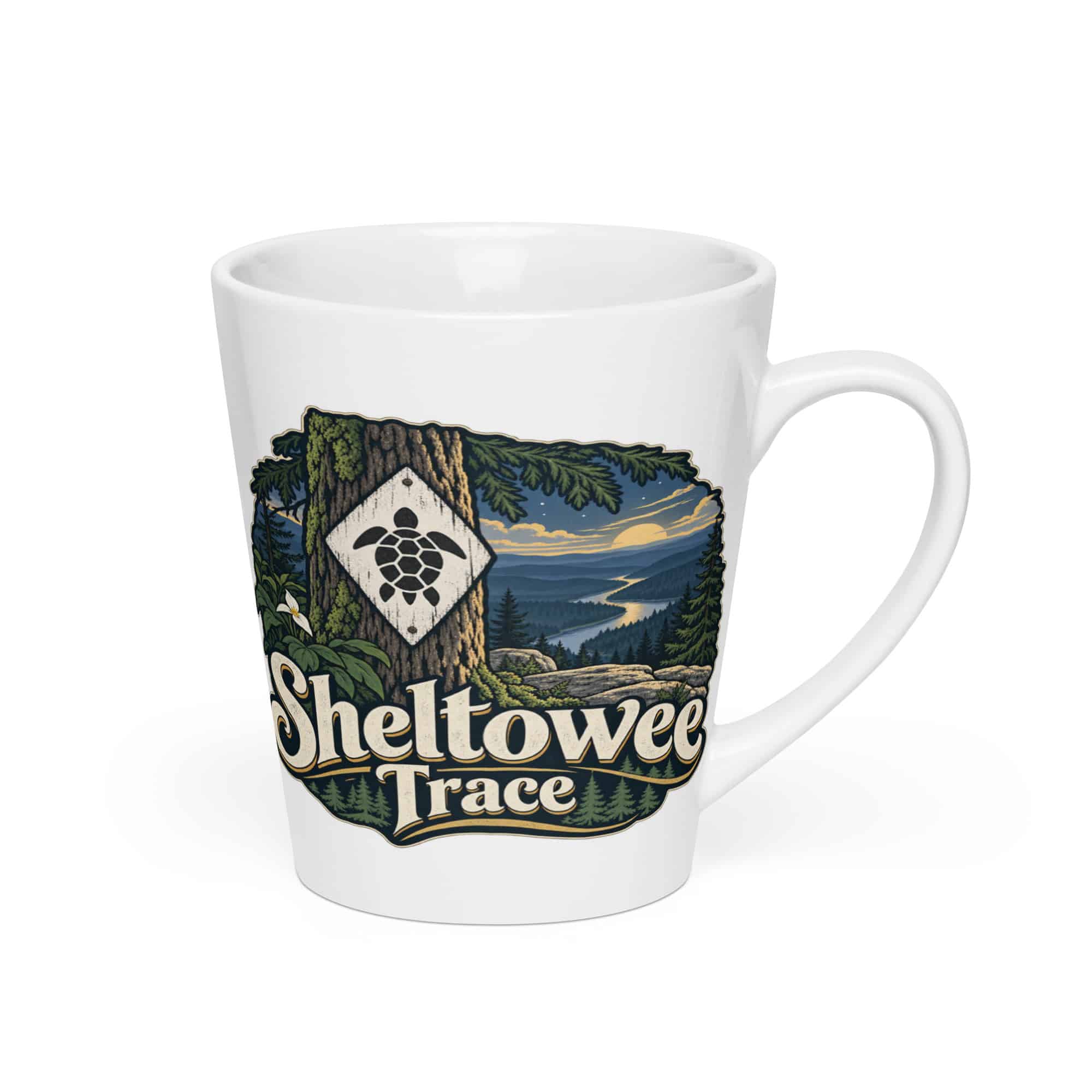 Sheltowee Trace Latte Mug: Sheltowee Trace, Woodland Scenic Lettering