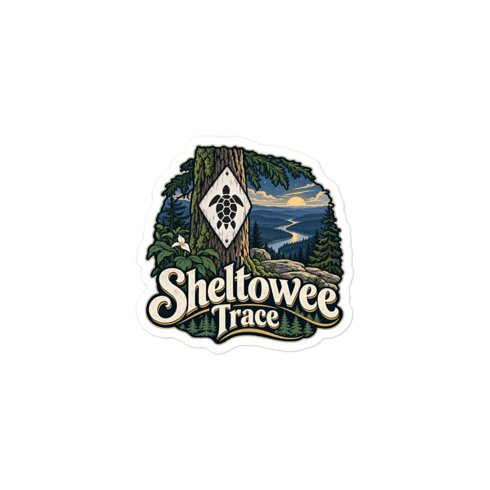 Sheltowee Trace Vinyl Sticker: Sheltowee Trace, Woodland Scenic Lettering