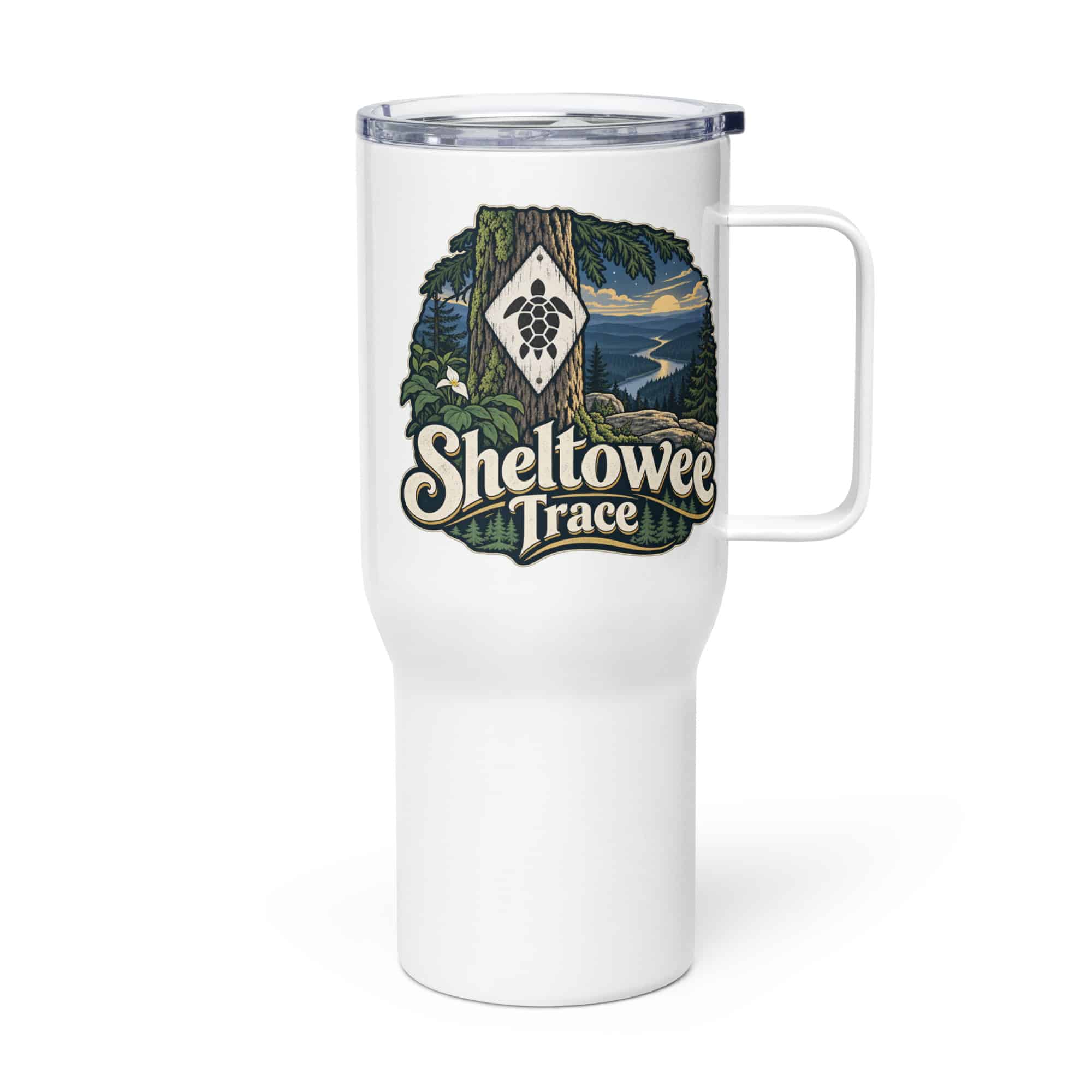 Sheltowee Trace Travel Mug: Sheltowee Trace, Woodland Scenic Lettering