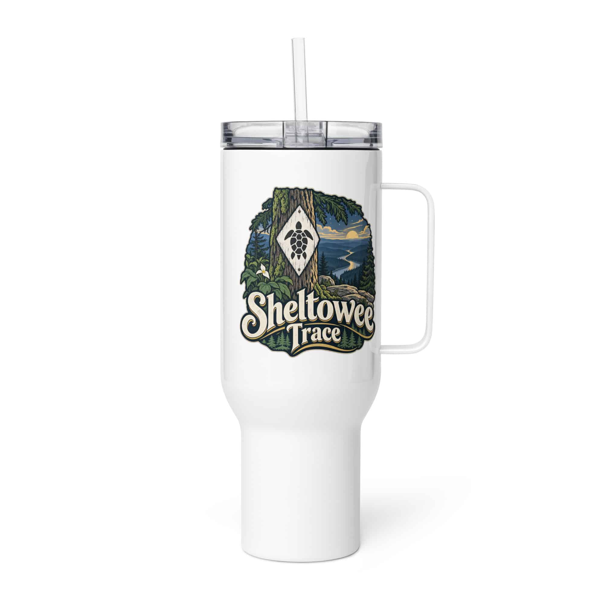 Sheltowee Trace Travel Mug: Sheltowee Trace, Woodland Scenic Lettering