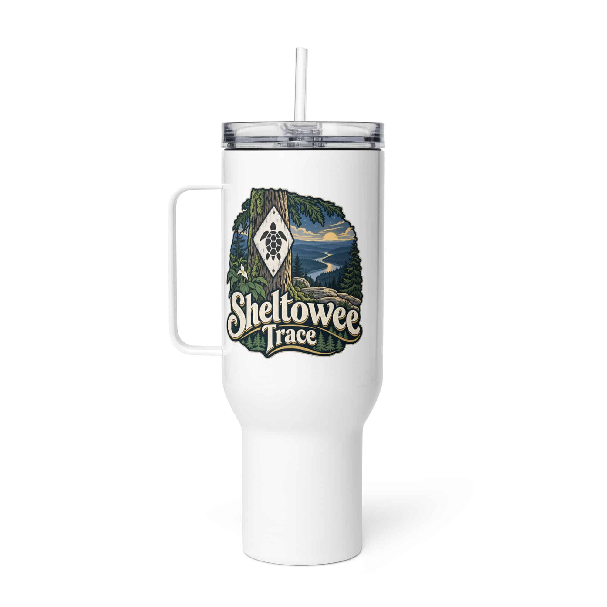 Sheltowee Trace Travel Mug: Sheltowee Trace, Woodland Scenic Lettering