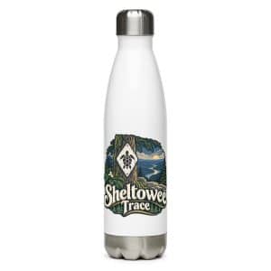 Sheltowee Trace Stainless Steel Water Bottle: Sheltowee Trace, Woodland Scenic Lettering - 17 oz - Main