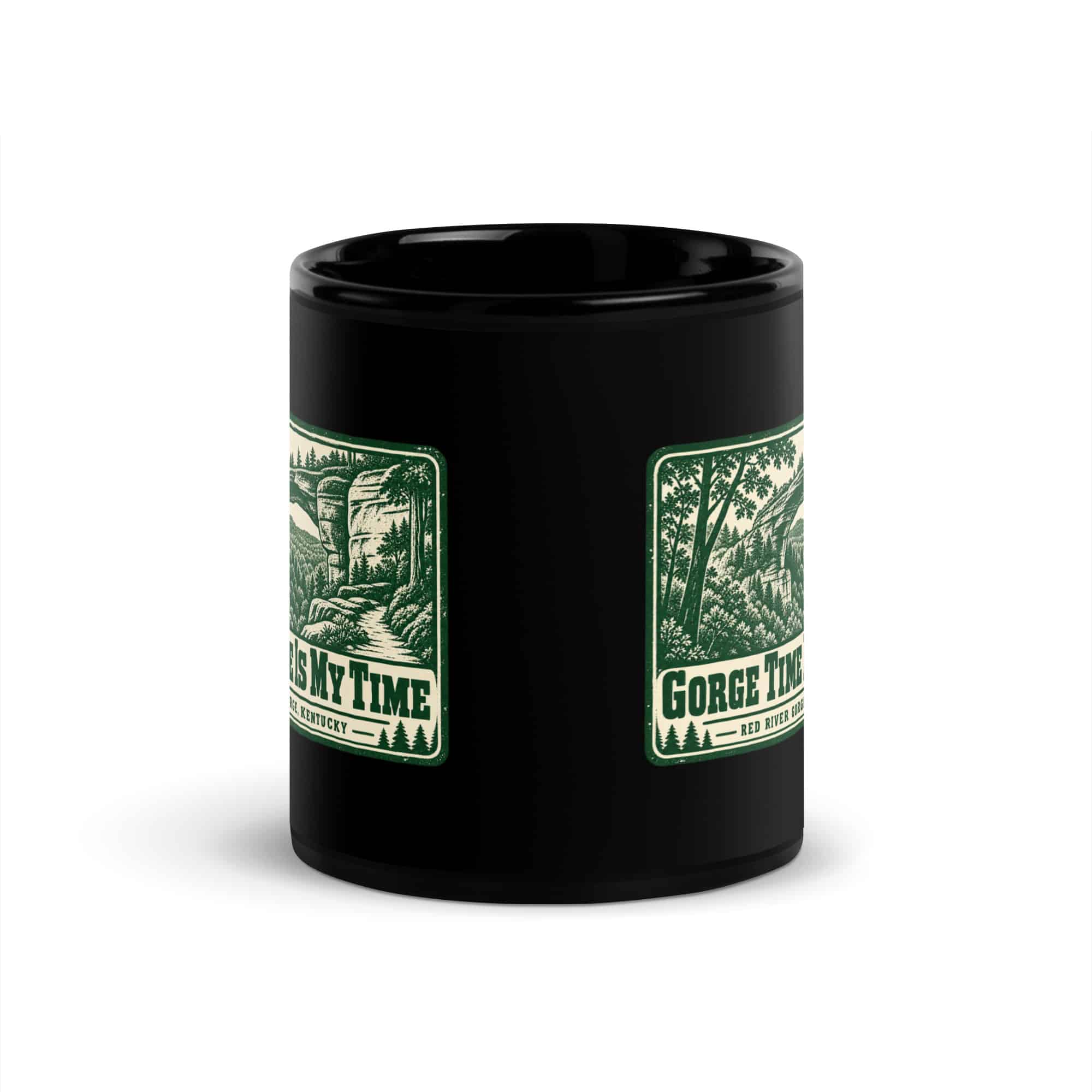 Red River Gorge Black Coffee Mug: Gorge Time Is My Time, Forest Stamp