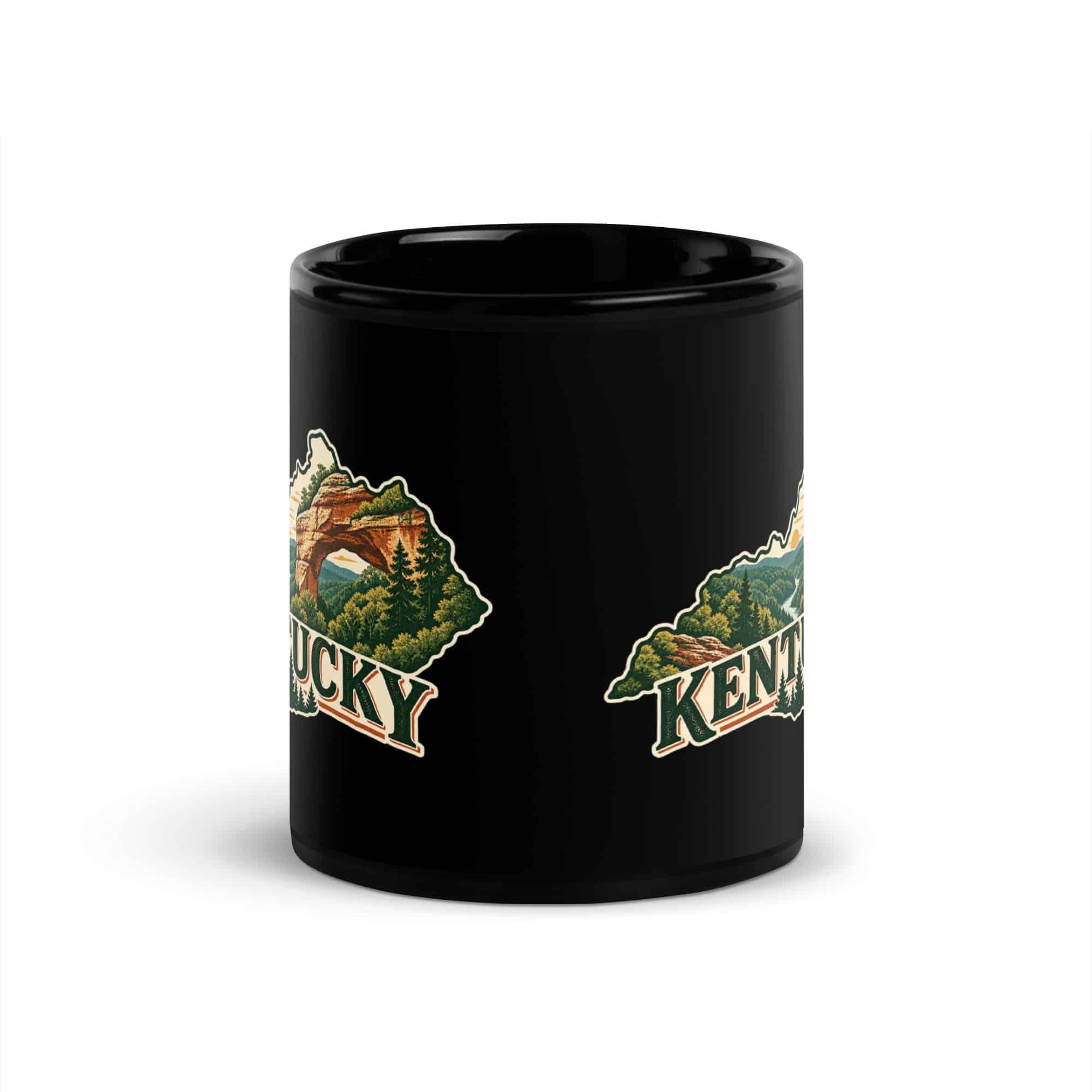 Kentucky Black Coffee Mug: Sandstone Arch State Silhouette