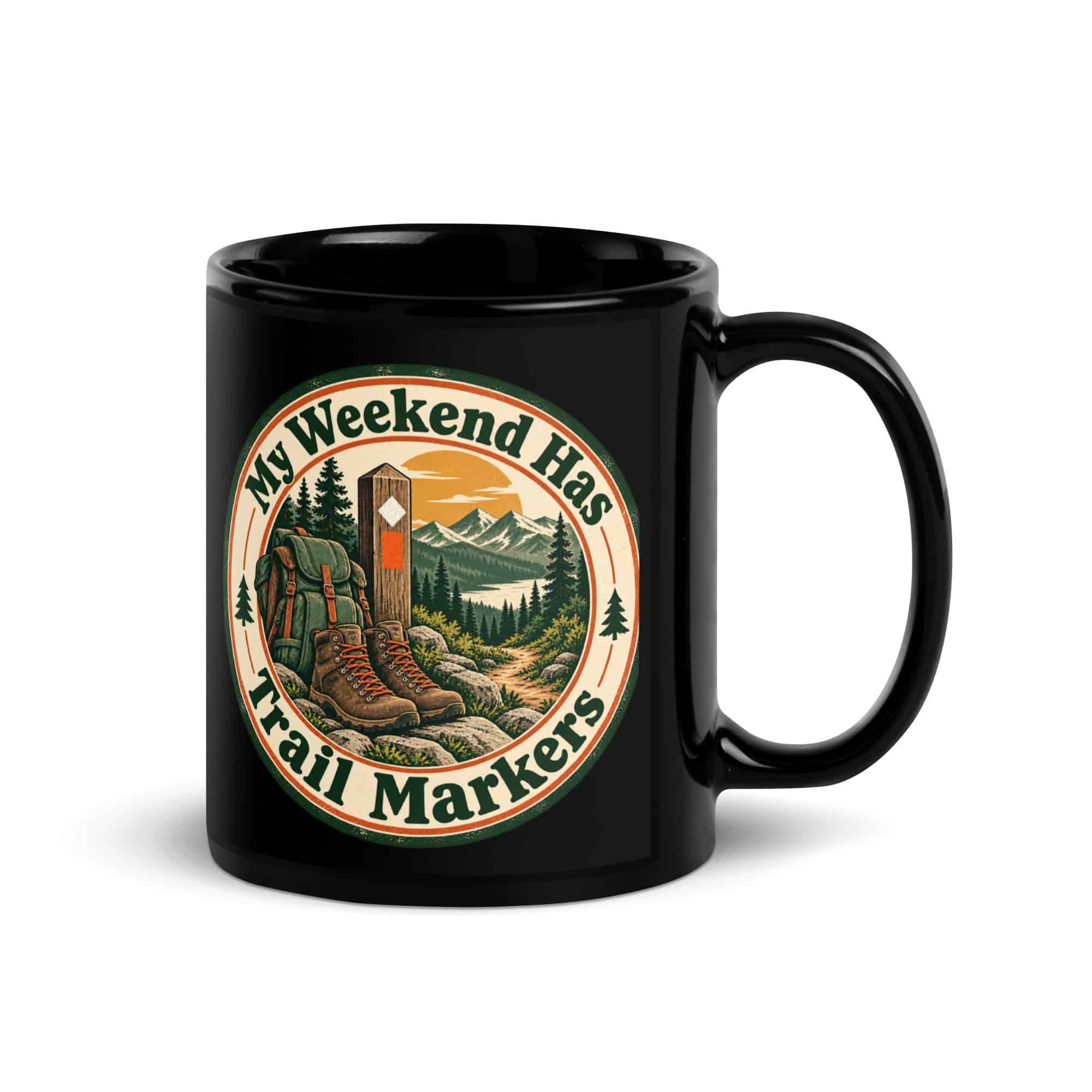 Hiking Black Coffee Mug: My Weekend Has Trail Markers