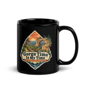 Red River Gorge Black Coffee Mug: Gorge Time Is My Time, Sunset Arch Badge, product view 1