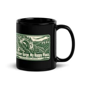 Red River Gorge Black Coffee Mug: Red River Gorge. My Happy Place, Forest Stamp, product view 1