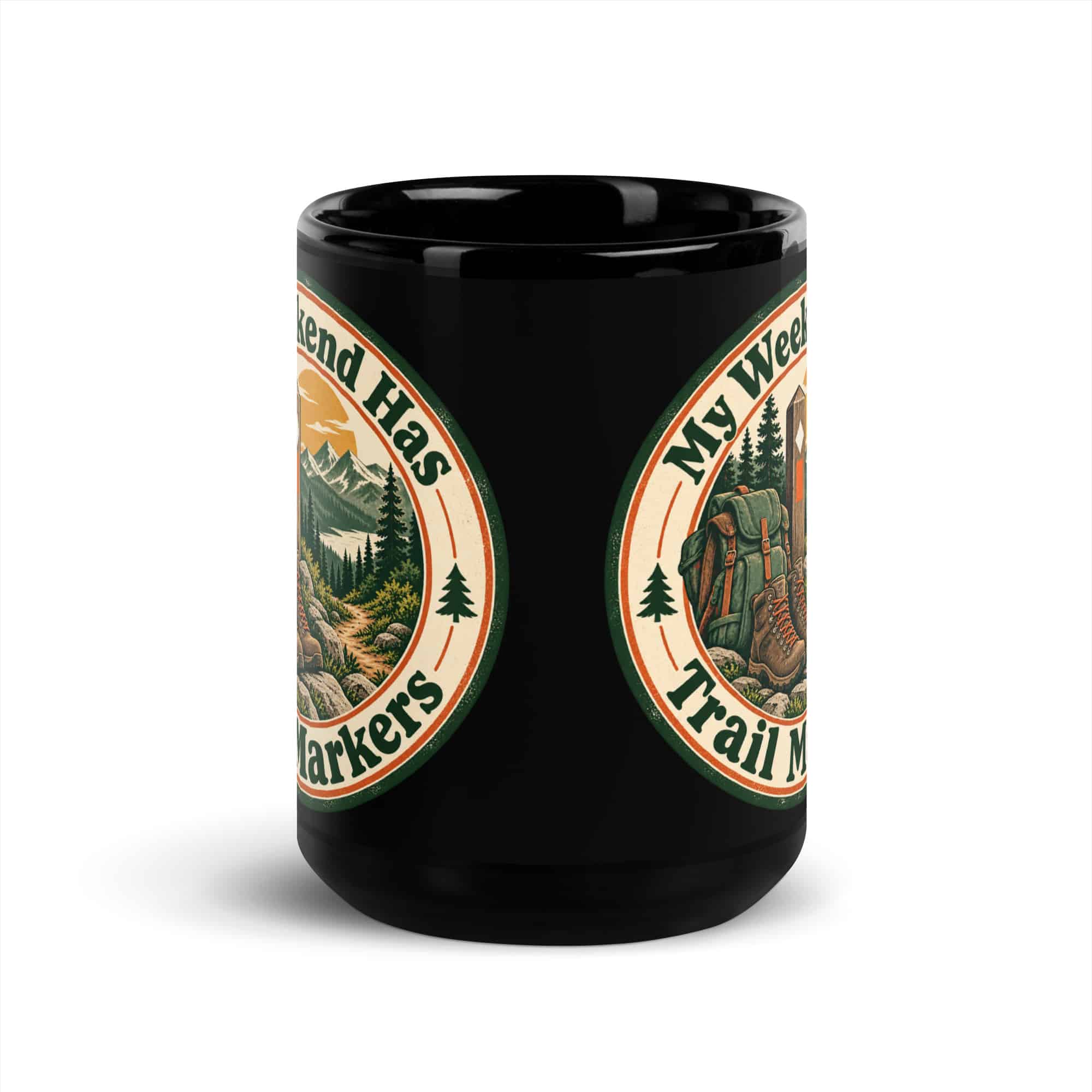 Hiking Black Coffee Mug: My Weekend Has Trail Markers