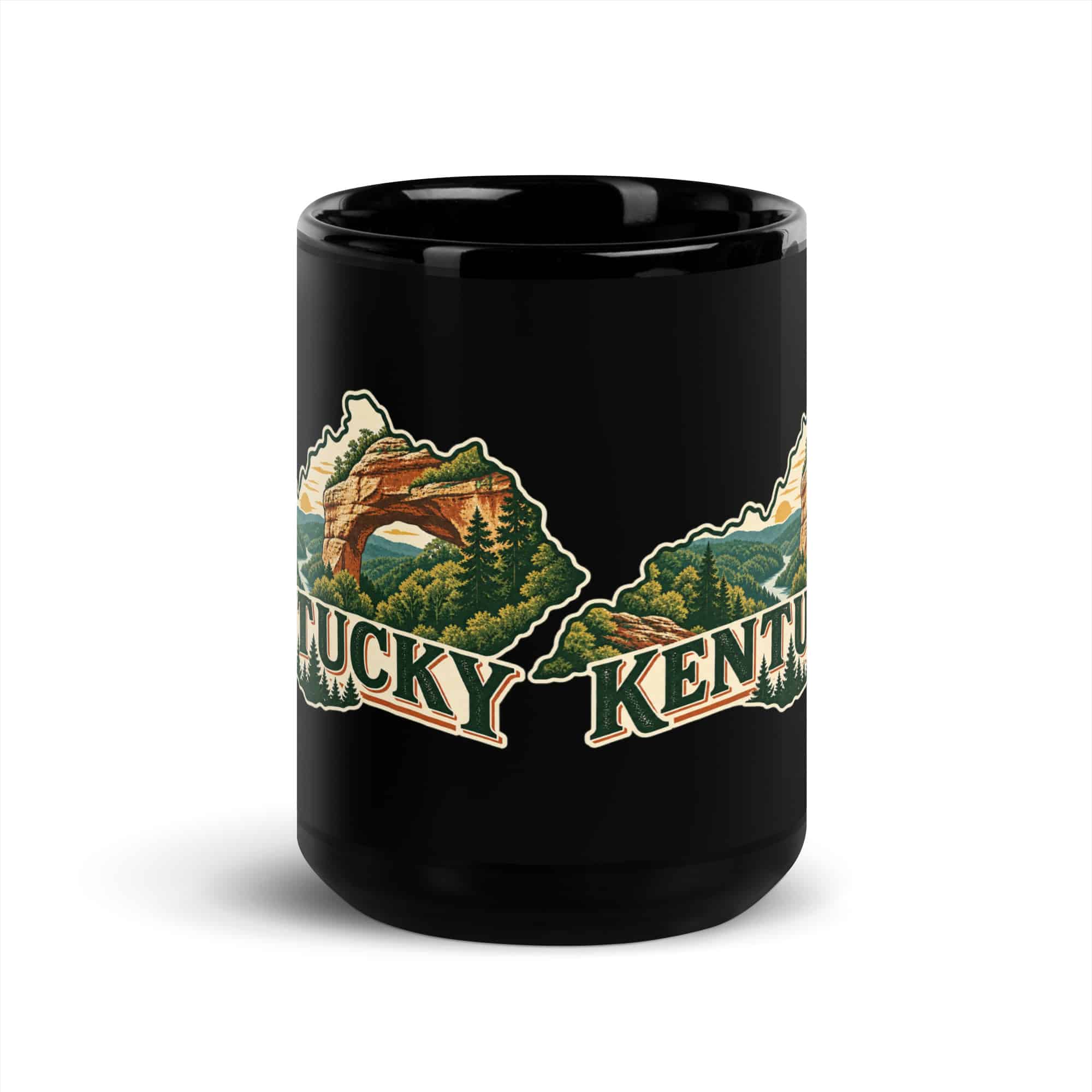 Kentucky Black Coffee Mug: Sandstone Arch State Silhouette