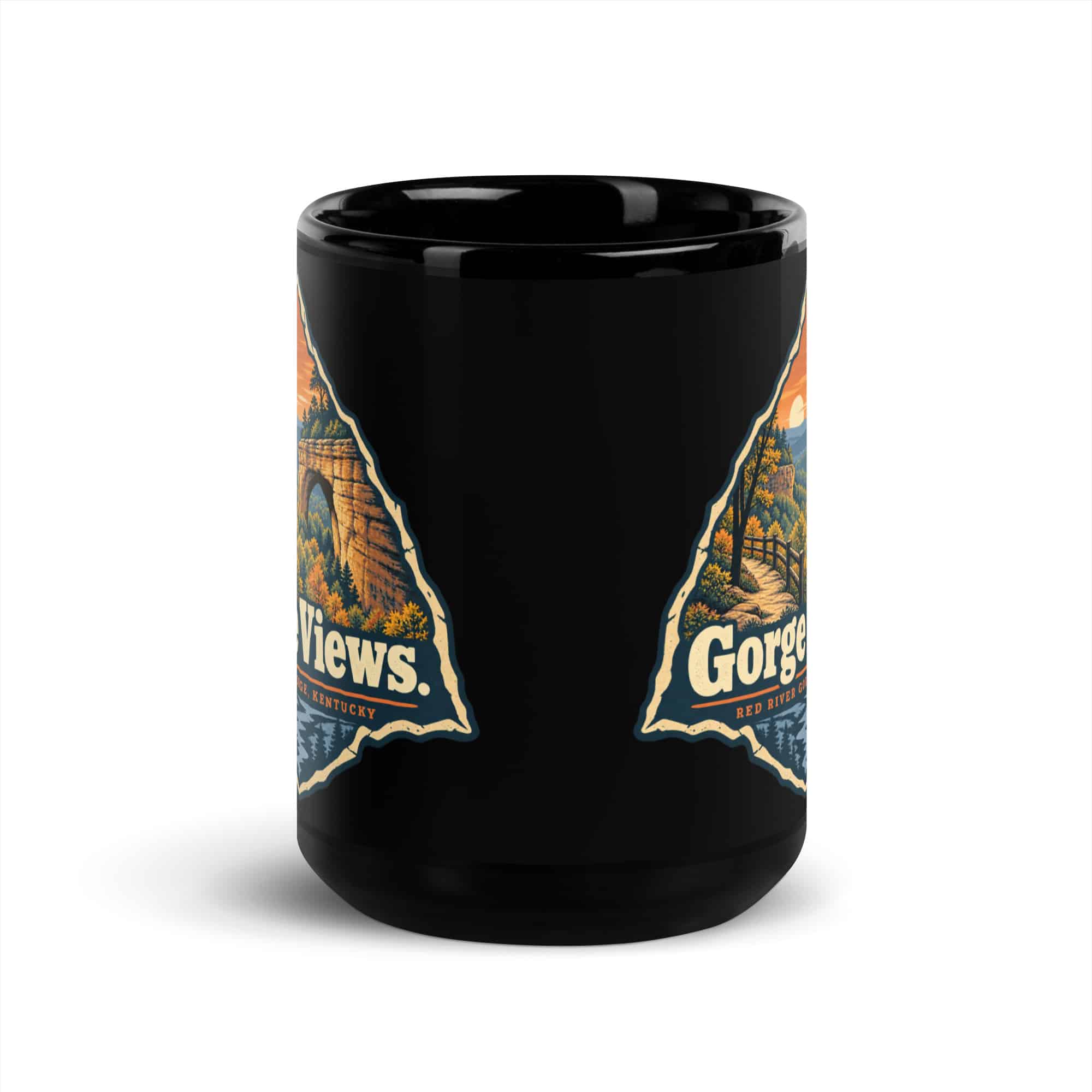 Red River Gorge Black Coffee Mug: Gorge Views, Sunset Arch Badge