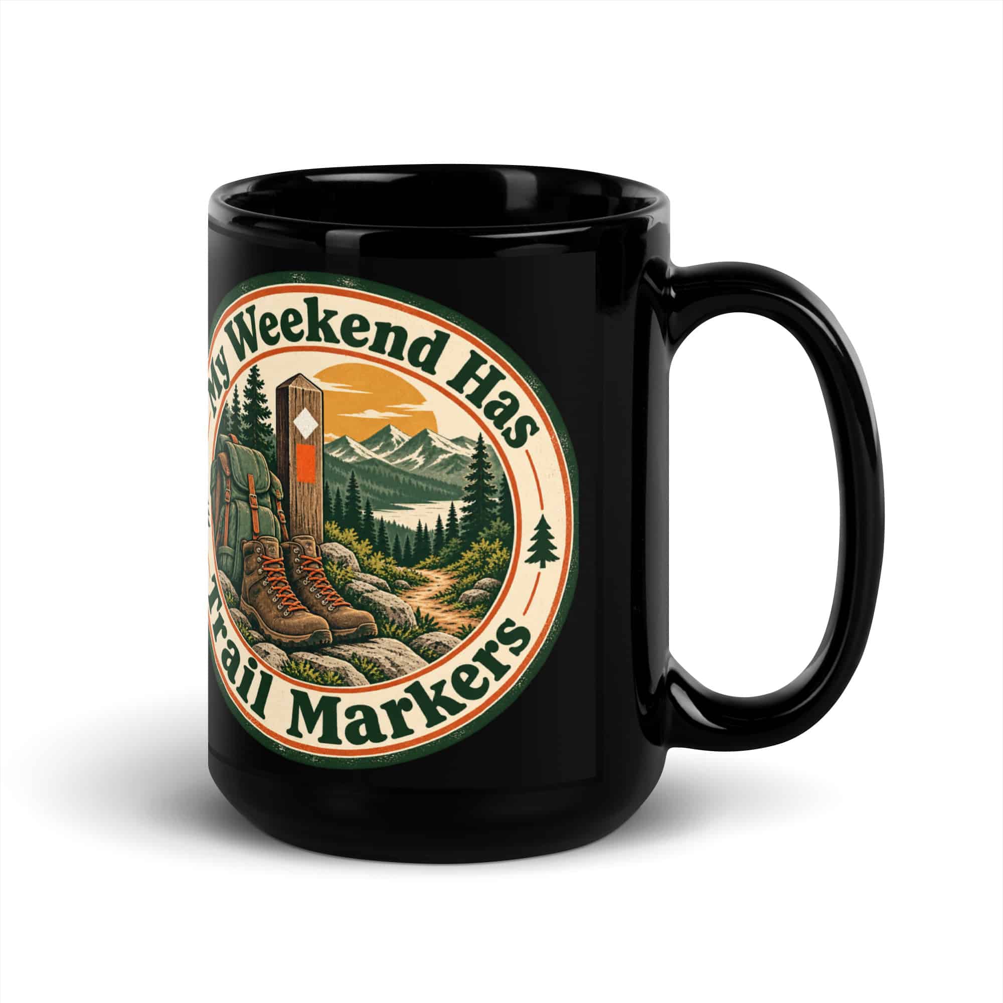 Hiking Black Coffee Mug: My Weekend Has Trail Markers