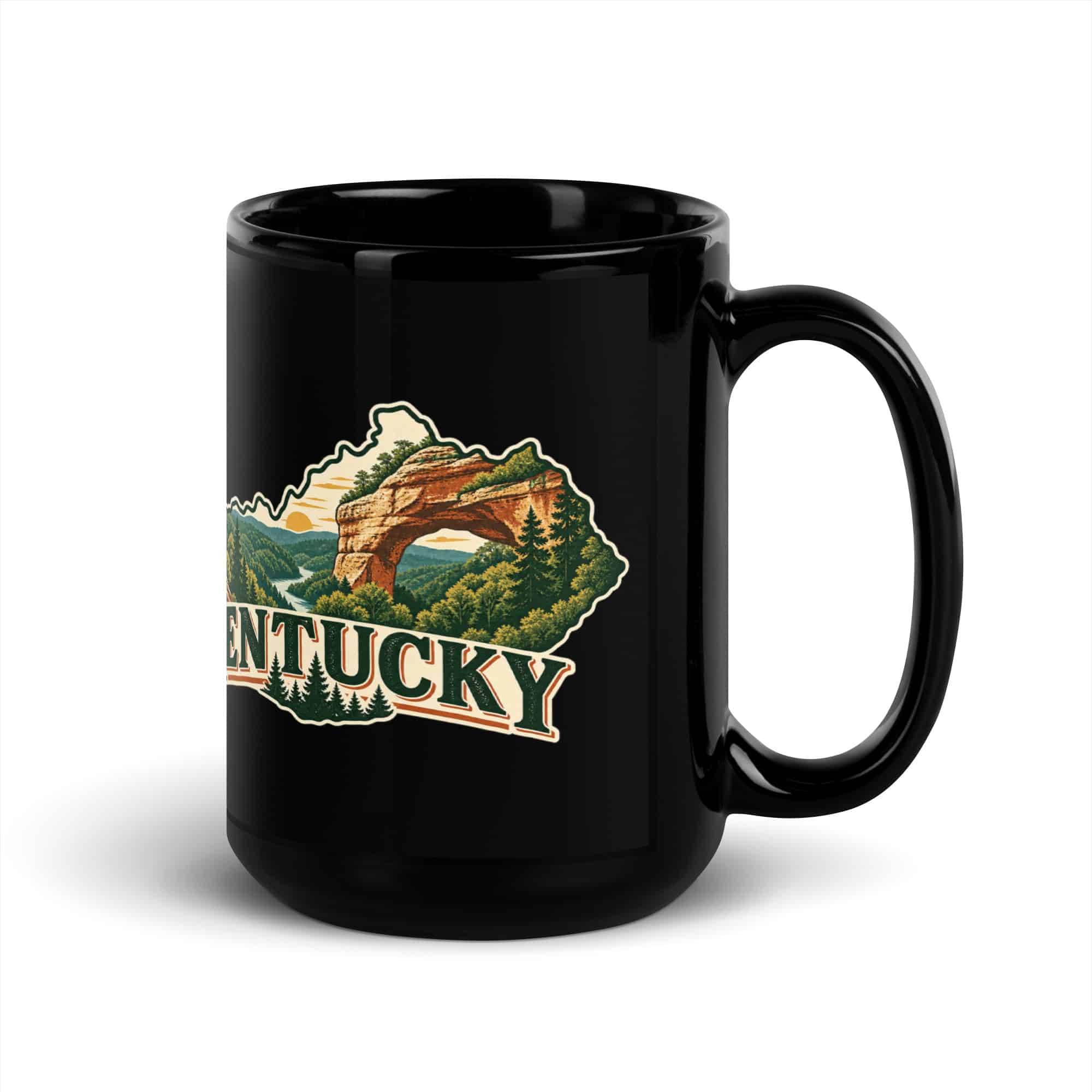 Kentucky Black Coffee Mug: Sandstone Arch State Silhouette