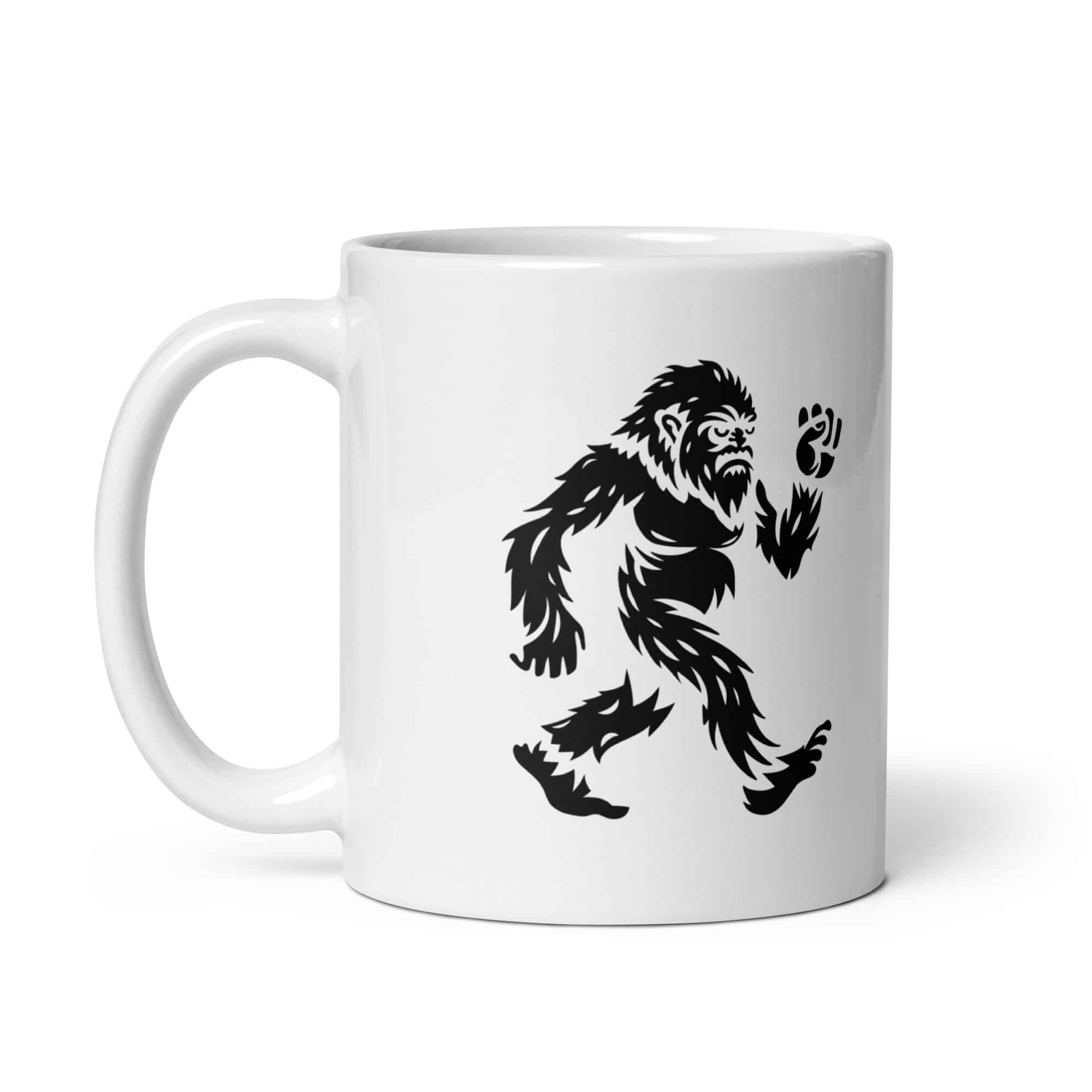 Black Bigfoot by Chase Patrick Myers White Ceramic Coffee Mug