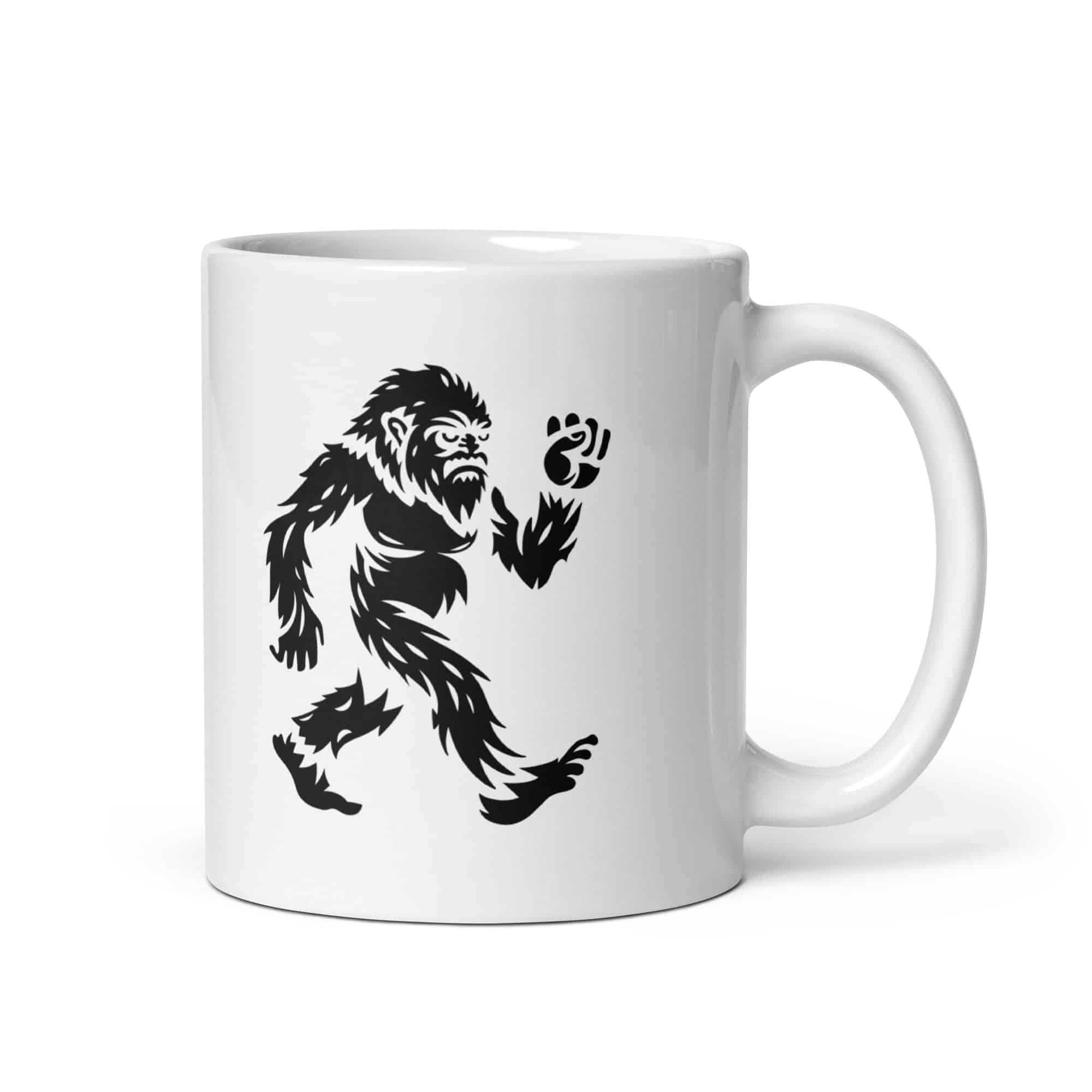Black Bigfoot by Chase Patrick Myers White Ceramic Coffee Mug