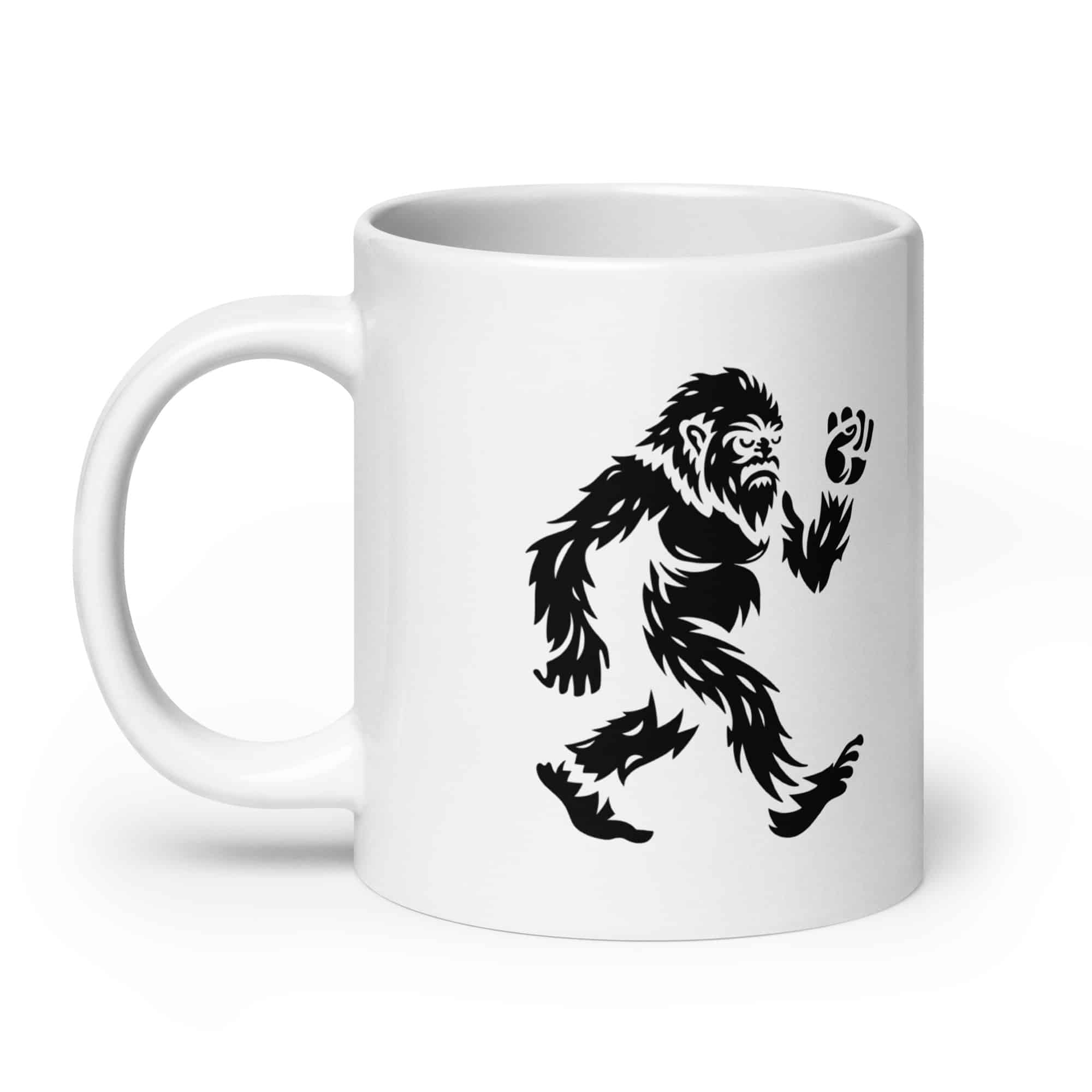 Black Bigfoot by Chase Patrick Myers White Ceramic Coffee Mug