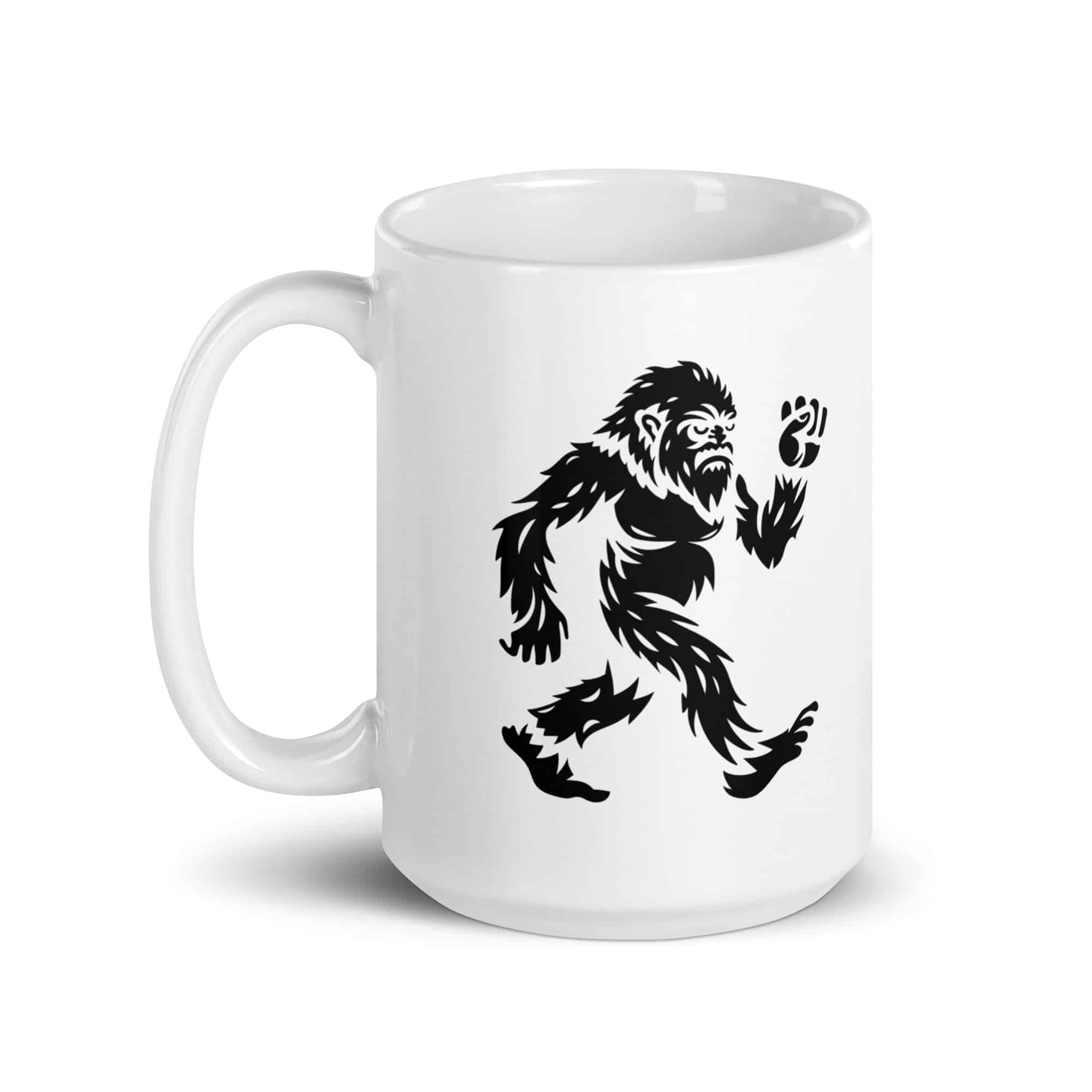 Black Bigfoot by Chase Patrick Myers White Ceramic Coffee Mug