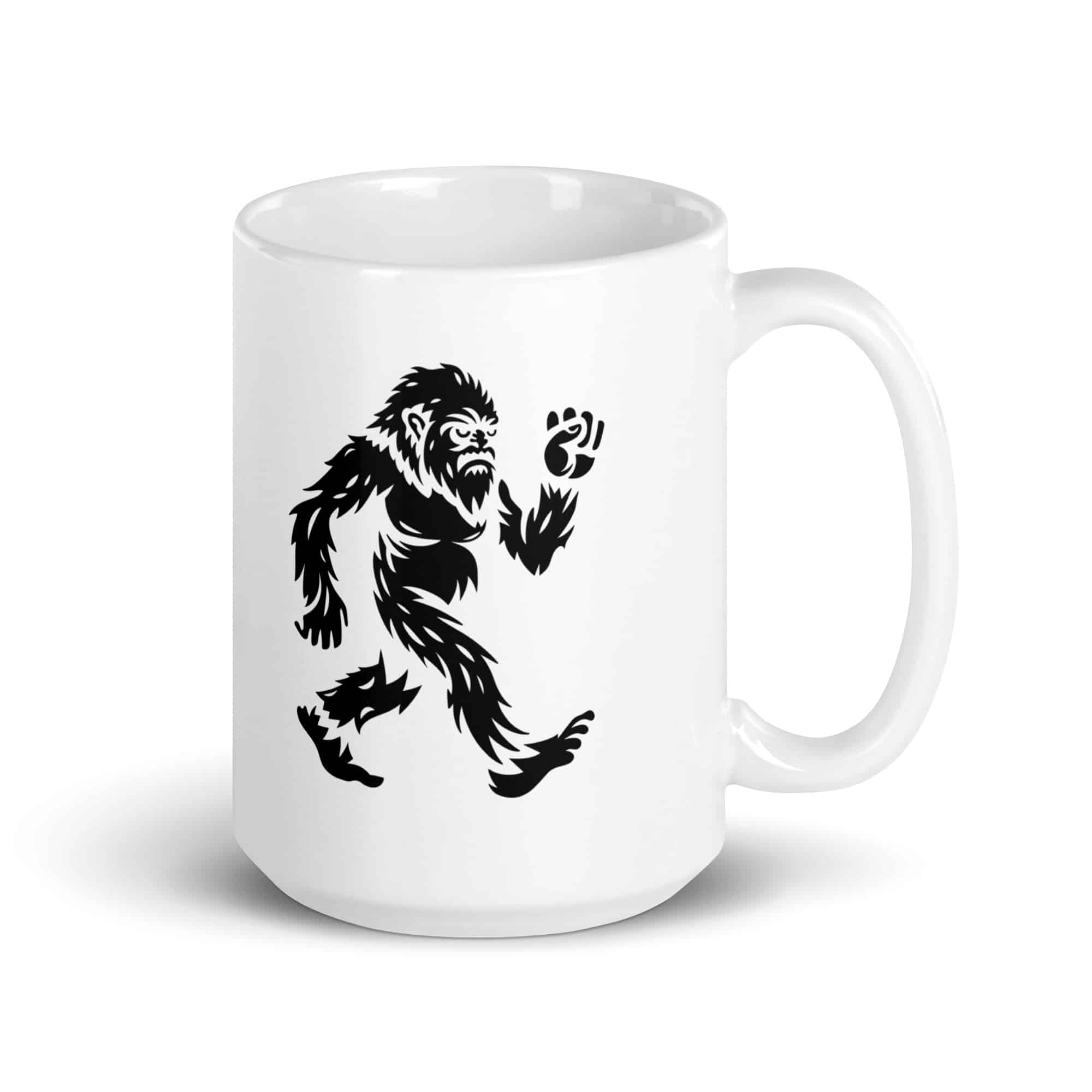 Black Bigfoot by Chase Patrick Myers White Ceramic Coffee Mug