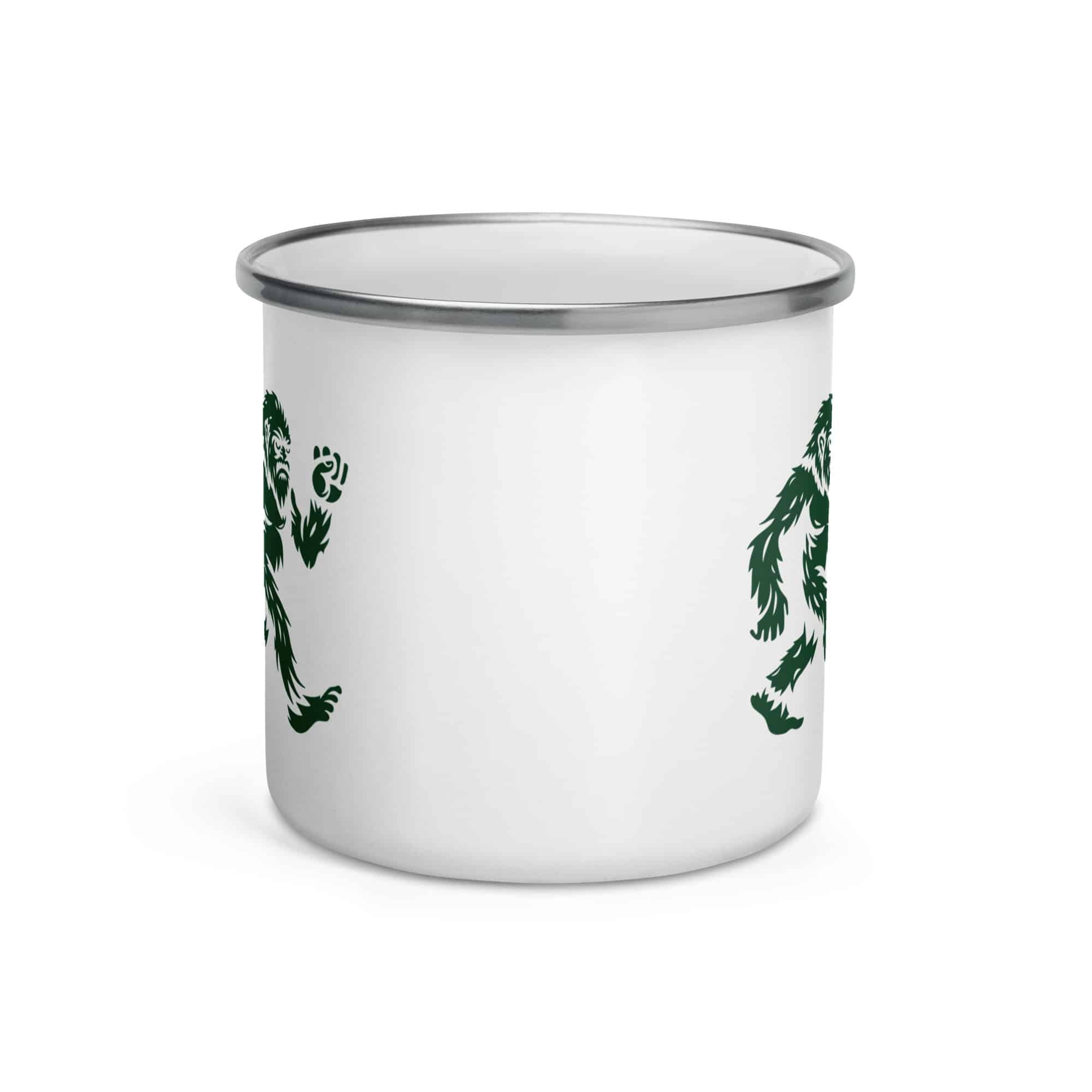 Forest Green Bigfoot by Chase Patrick Myers Enamel Camp Mug