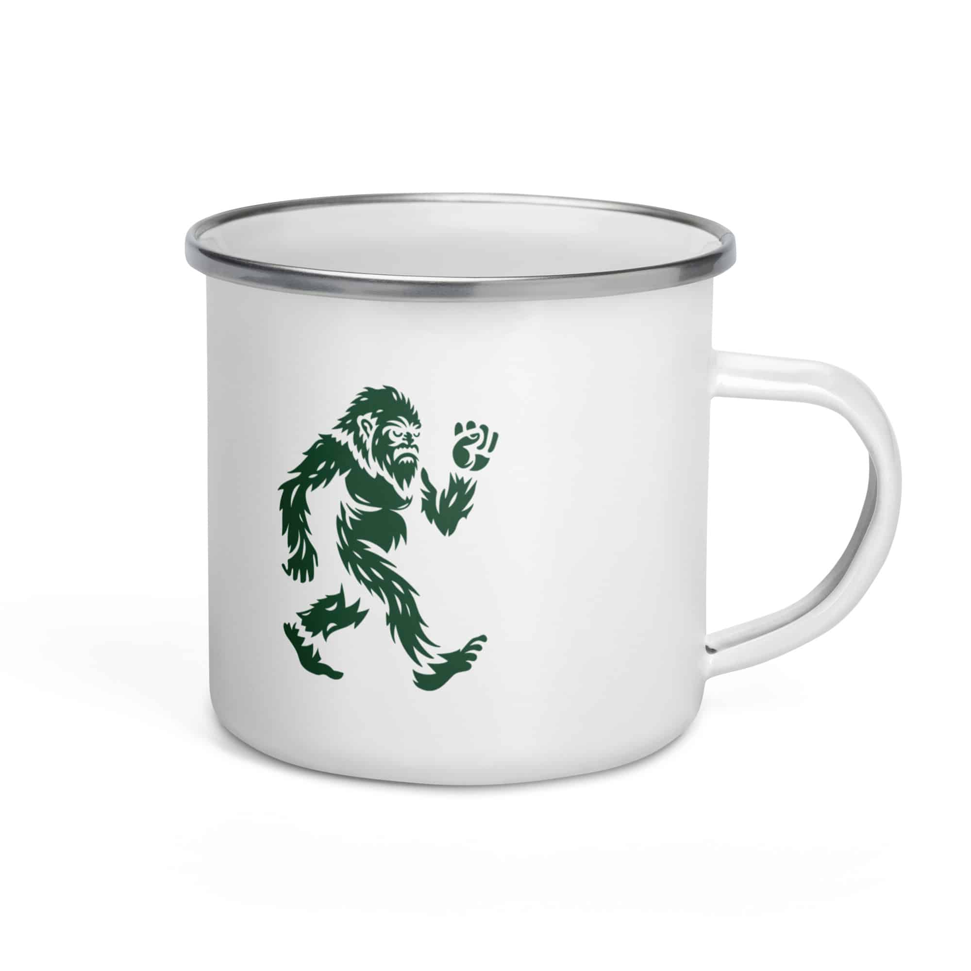 Forest Green Bigfoot by Chase Patrick Myers Enamel Camp Mug