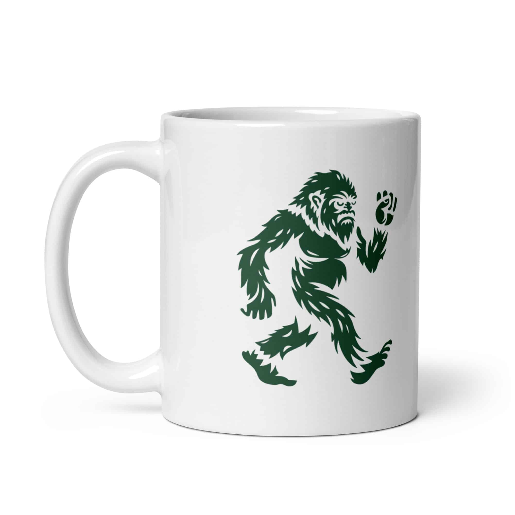 Forest Green Bigfoot by Chase Patrick Myers White Ceramic Coffee Mug