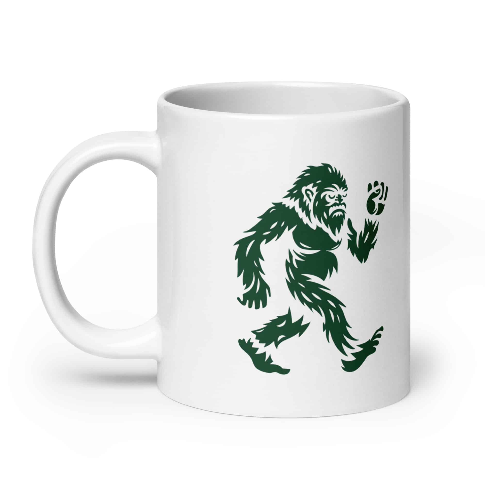 Forest Green Bigfoot by Chase Patrick Myers White Ceramic Coffee Mug