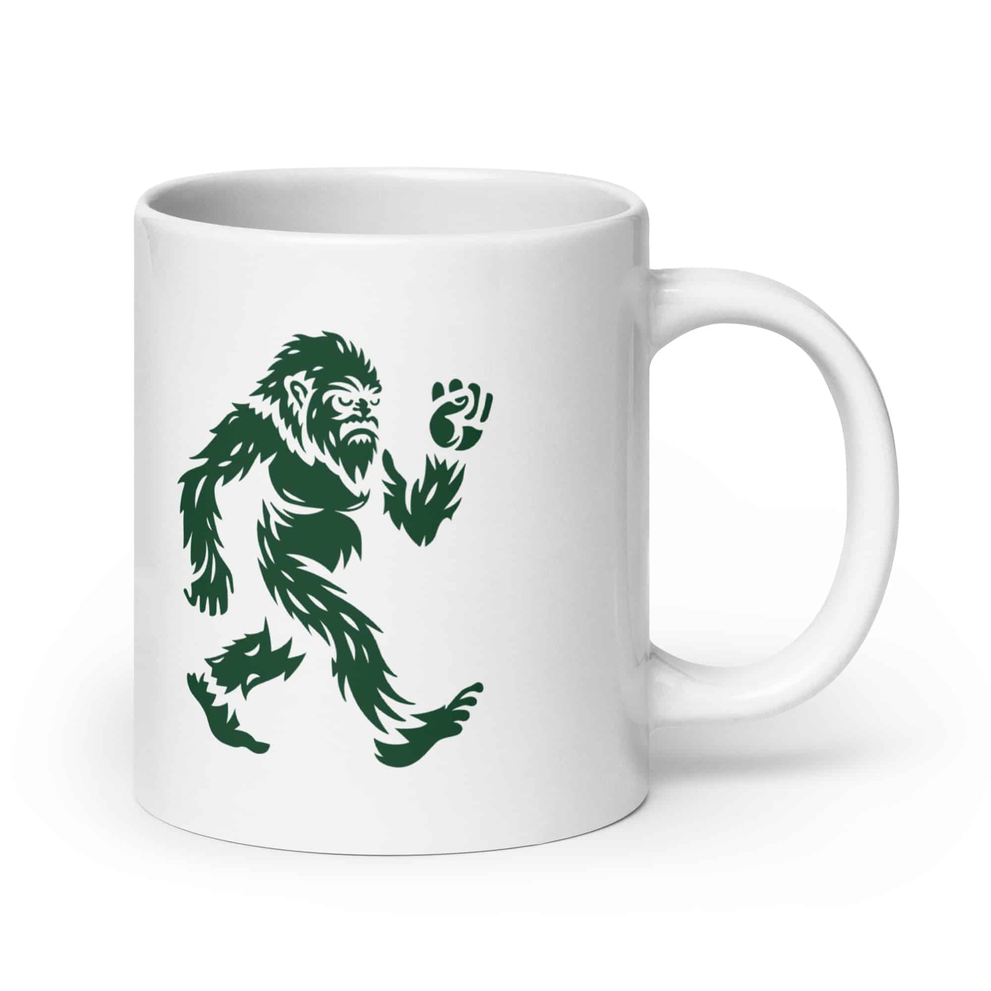 Forest Green Bigfoot by Chase Patrick Myers White Ceramic Coffee Mug