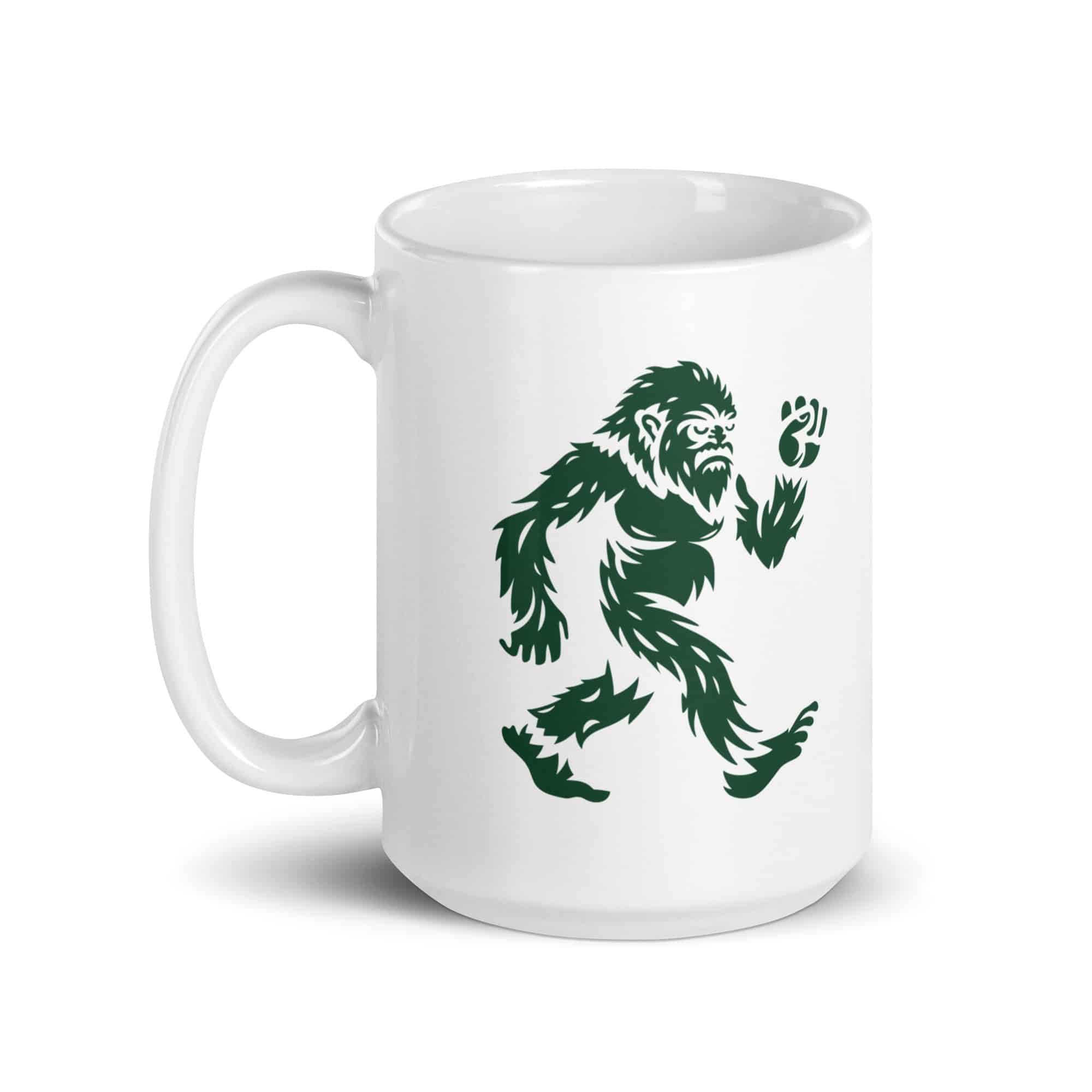 Forest Green Bigfoot by Chase Patrick Myers White Ceramic Coffee Mug