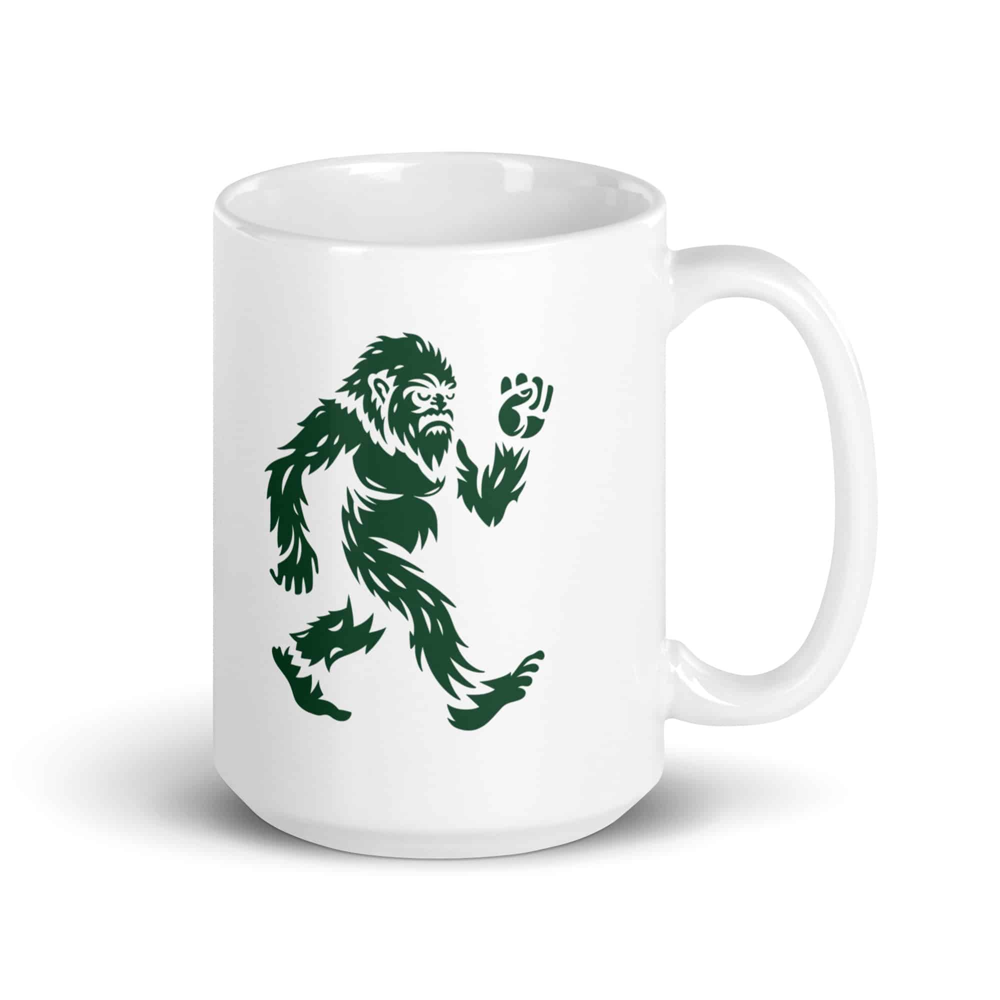 Forest Green Bigfoot by Chase Patrick Myers White Ceramic Coffee Mug