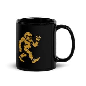 Chase Bigfoot Gold Black Glossy Coffee Mug - 11 oz - Handle on Right
