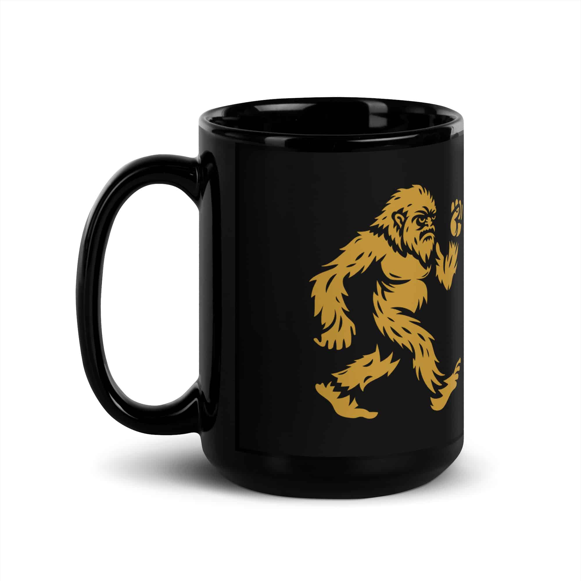 Gold Bigfoot by Chase Patrick Myers Black Mug