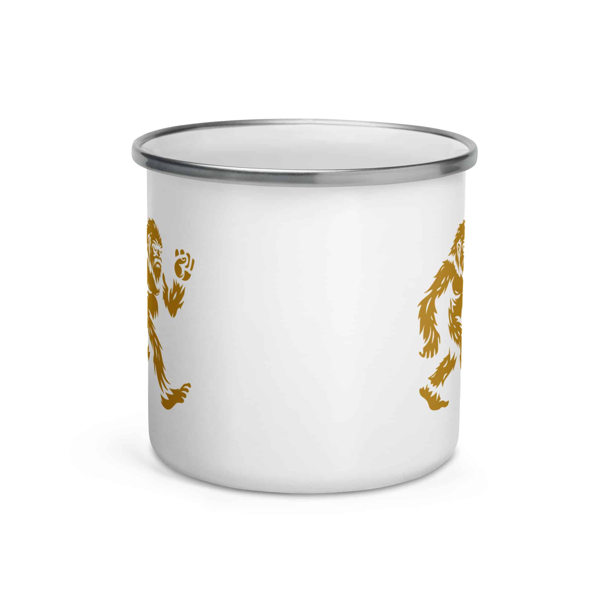 Gold Bigfoot by Chase Patrick Myers Enamel Camp Mug