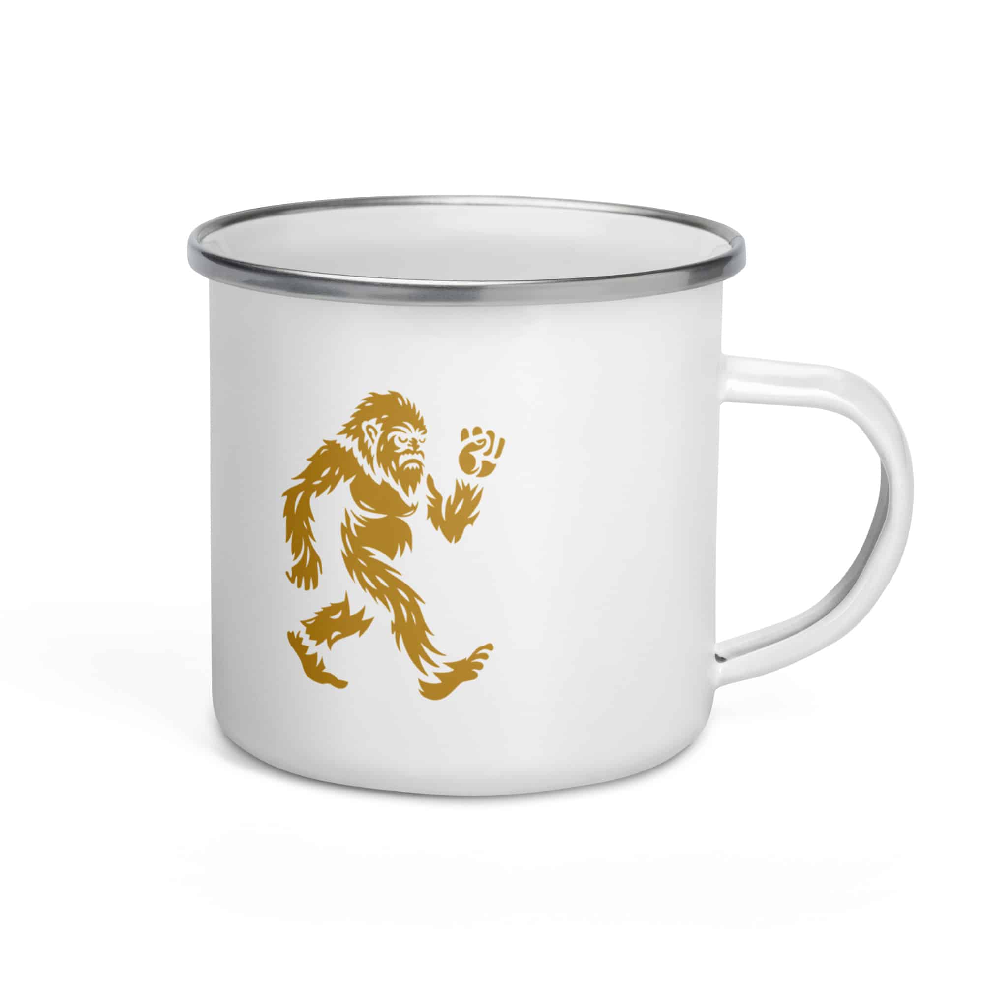 Gold Bigfoot by Chase Patrick Myers Enamel Camp Mug
