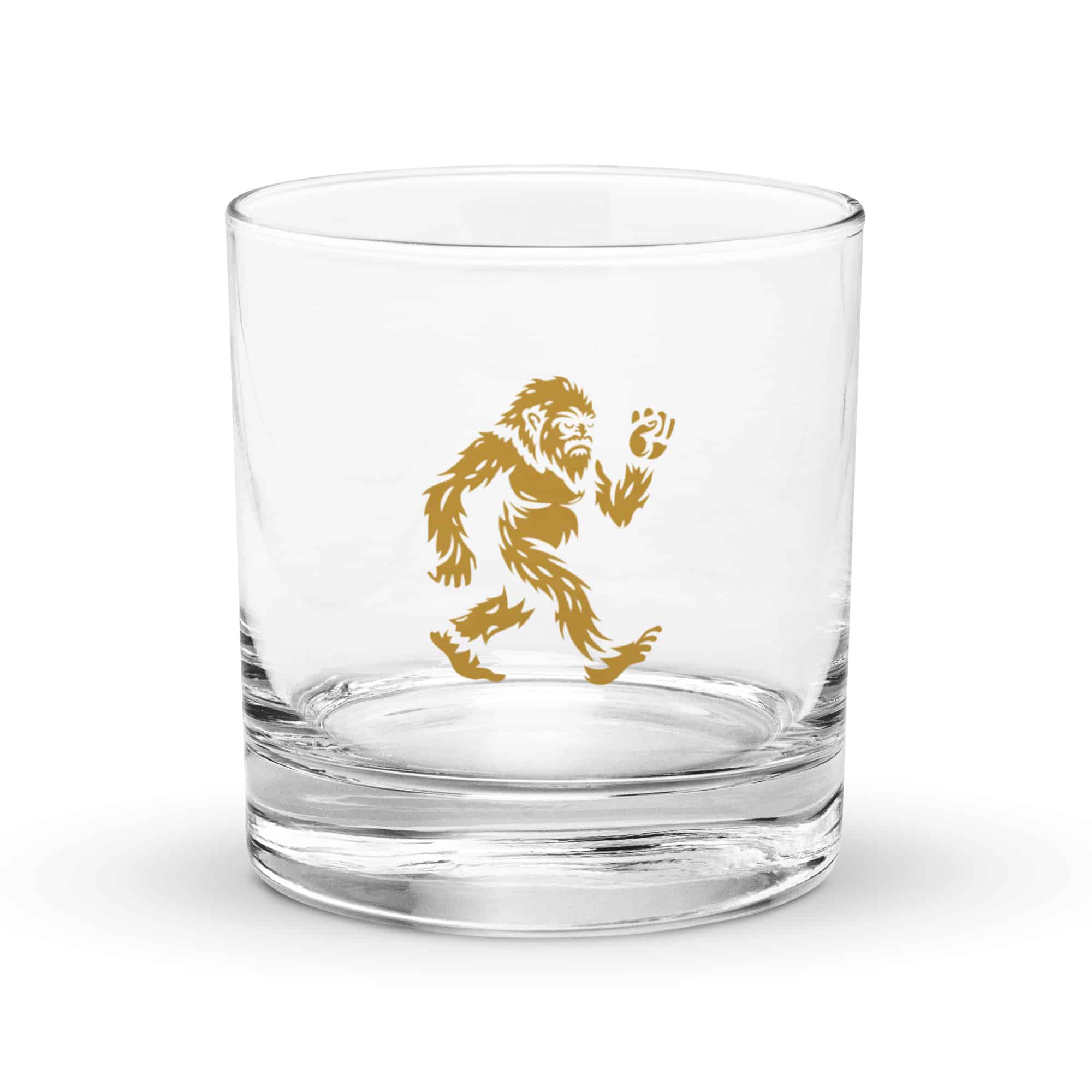 Gold Bigfoot by Chase Patrick Myers Rocks Glass
