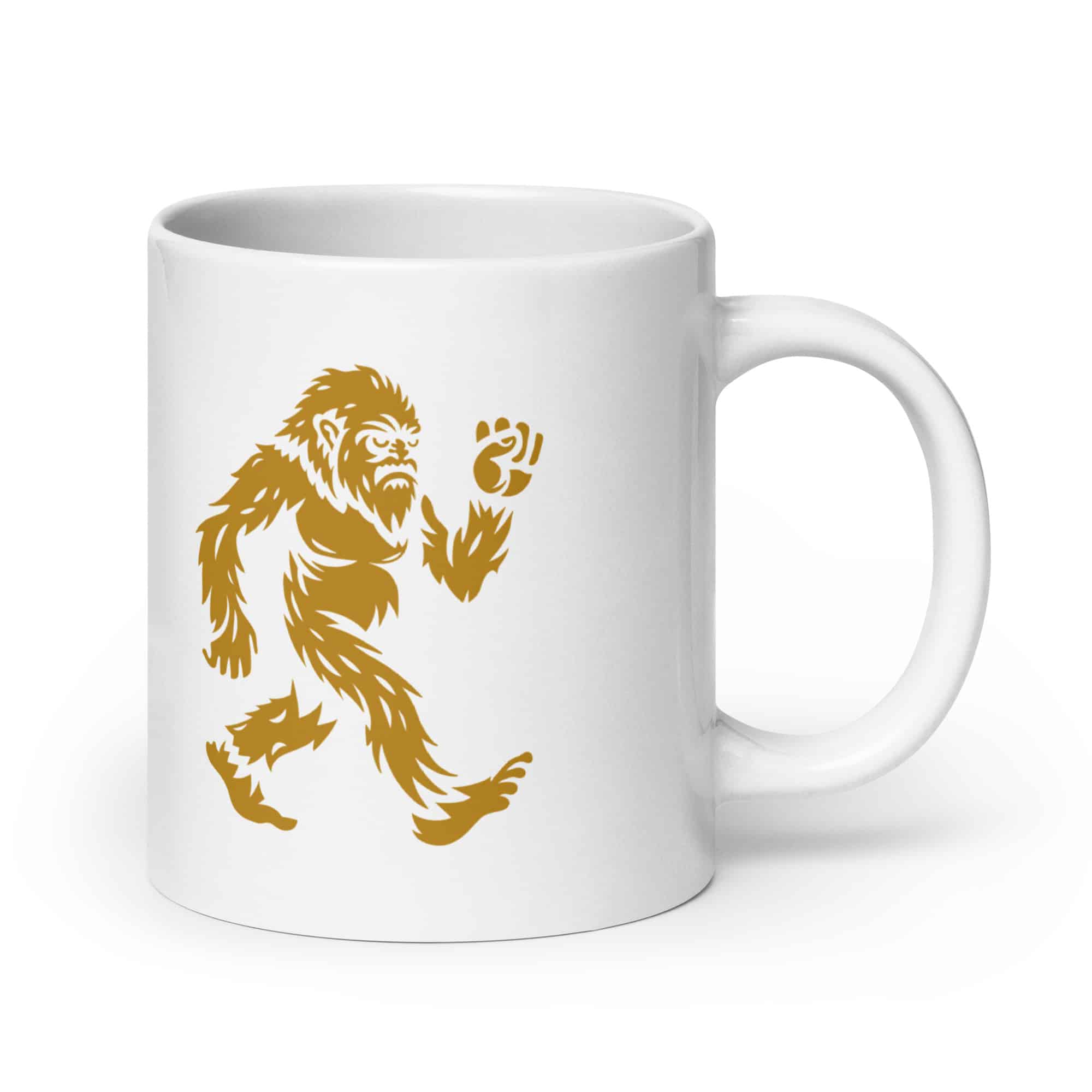 Gold Bigfoot by Chase Patrick Myers White Ceramic Coffee Mug