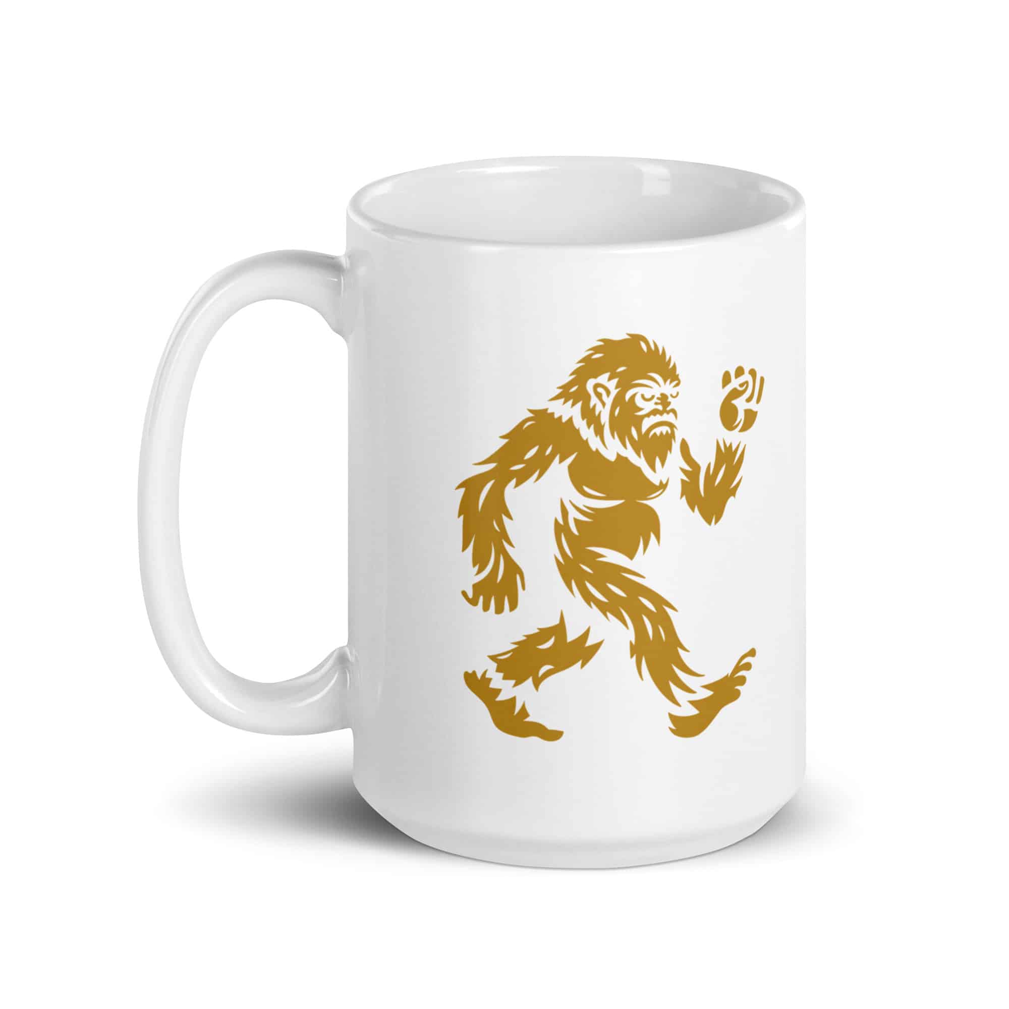 Gold Bigfoot by Chase Patrick Myers White Ceramic Coffee Mug