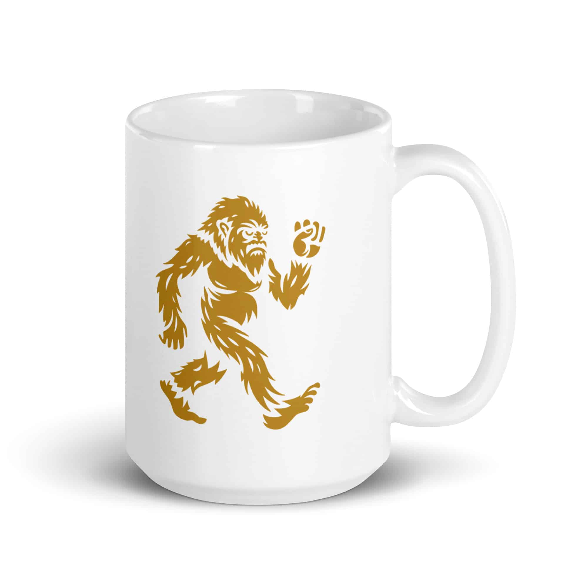 Gold Bigfoot by Chase Patrick Myers White Ceramic Coffee Mug