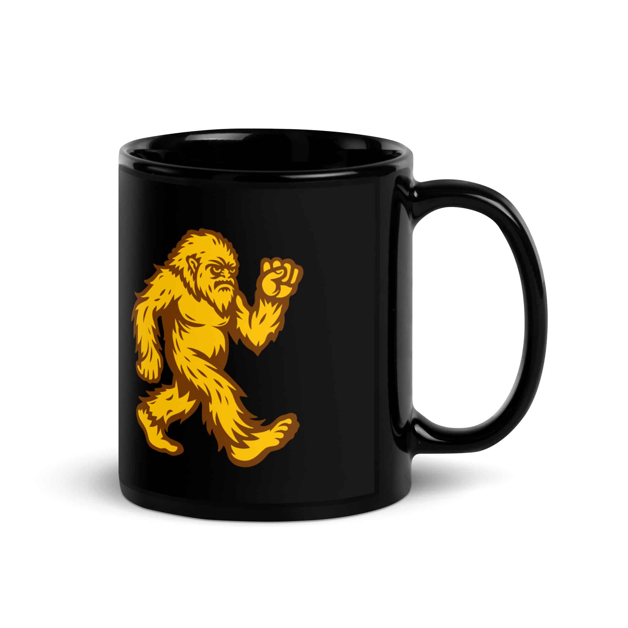 Original Gold and Brown Bigfoot by Chase Patrick Myers Black Mug