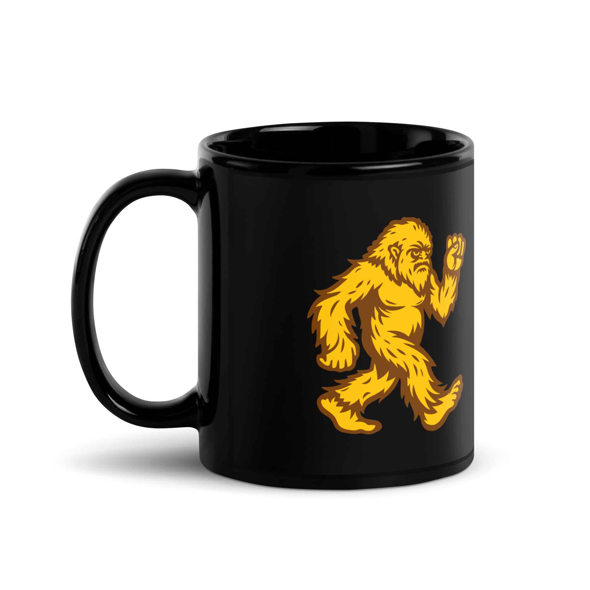 Original Gold and Brown Bigfoot by Chase Patrick Myers Black Mug