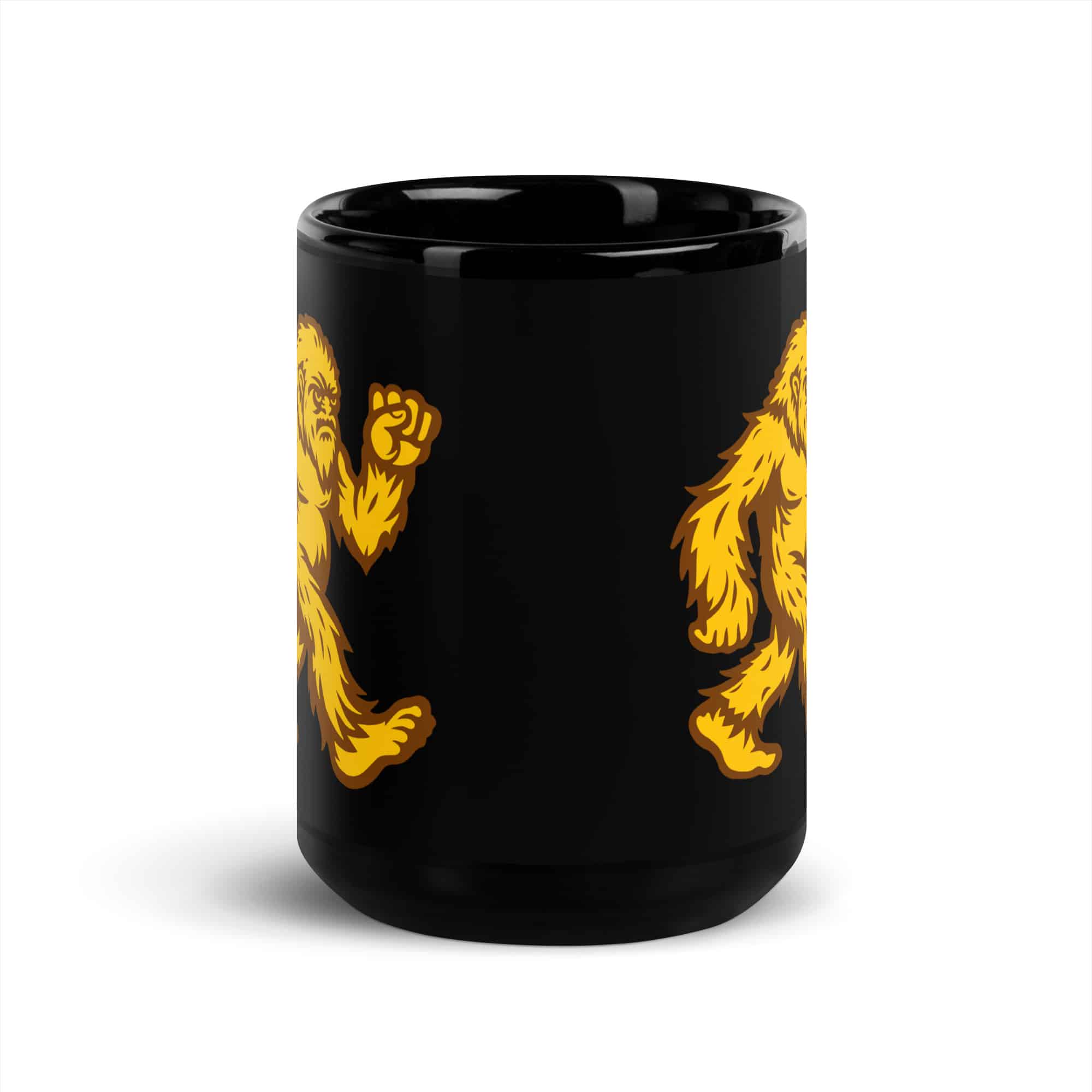 Original Gold and Brown Bigfoot by Chase Patrick Myers Black Mug