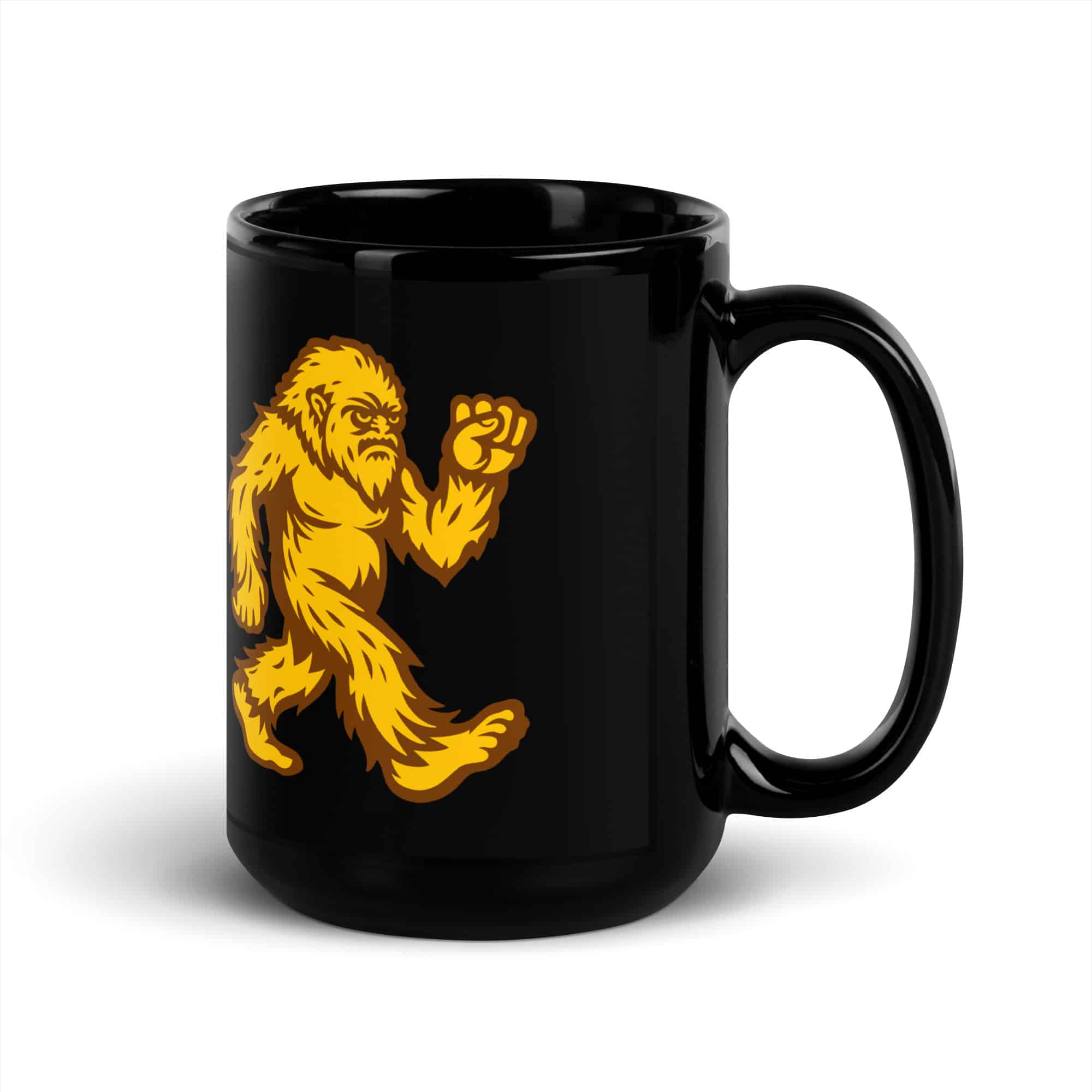 Original Gold and Brown Bigfoot by Chase Patrick Myers Black Mug