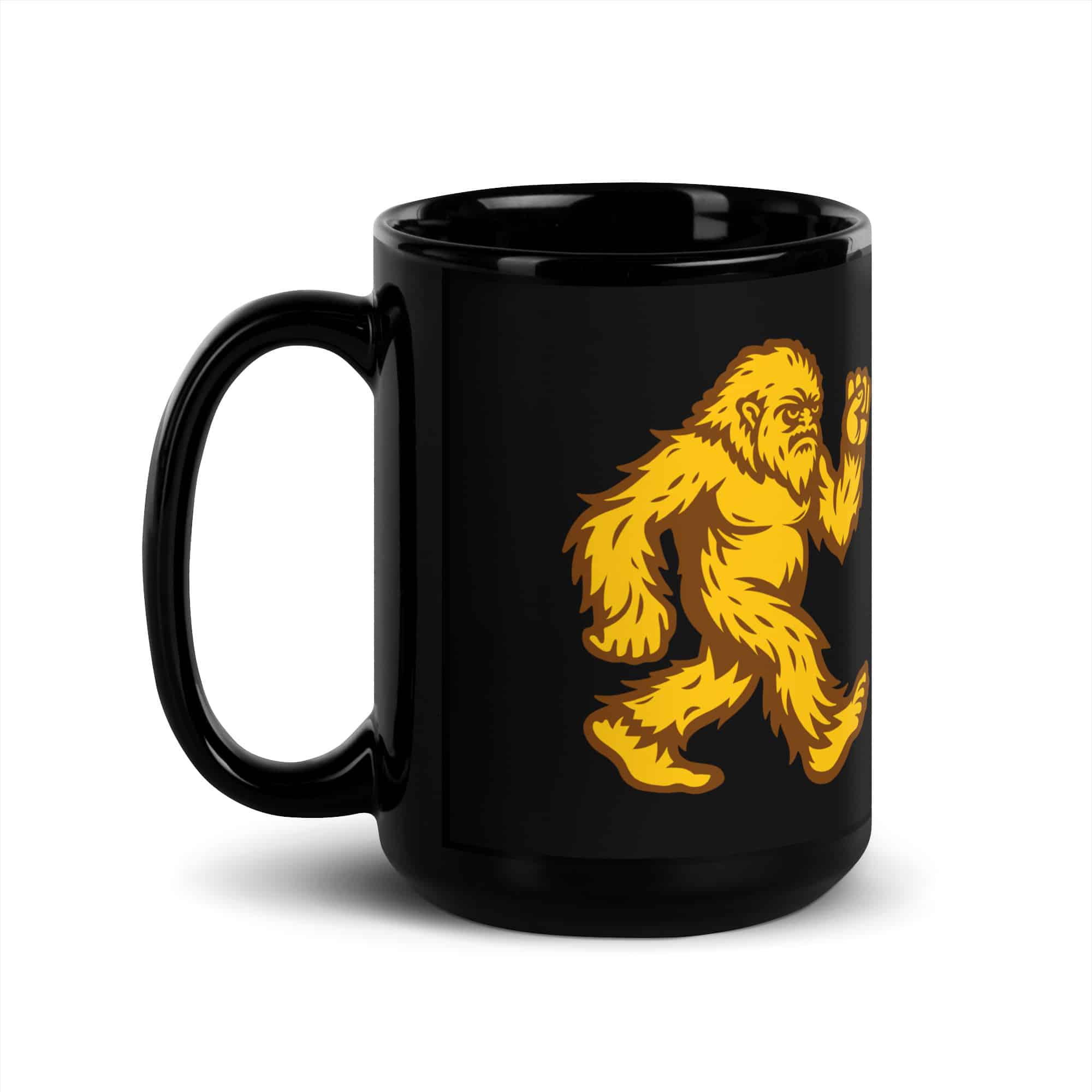 Original Gold and Brown Bigfoot by Chase Patrick Myers Black Mug