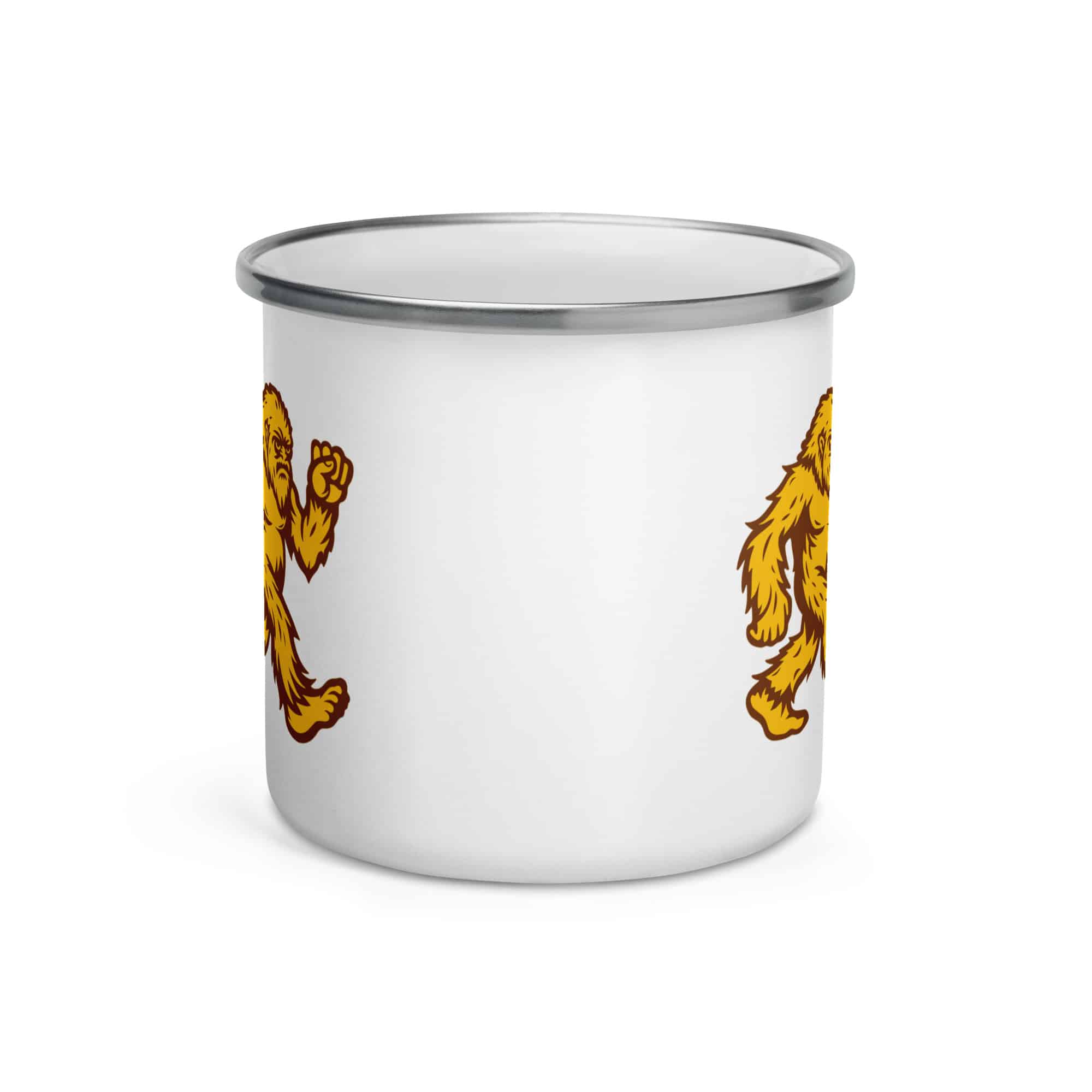Original Gold and Brown Bigfoot by Chase Patrick Myers Enamel Camp Mug