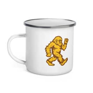 Chase Bigfoot Original Gold Brown Enamel Camp Mug - 12 oz - Left