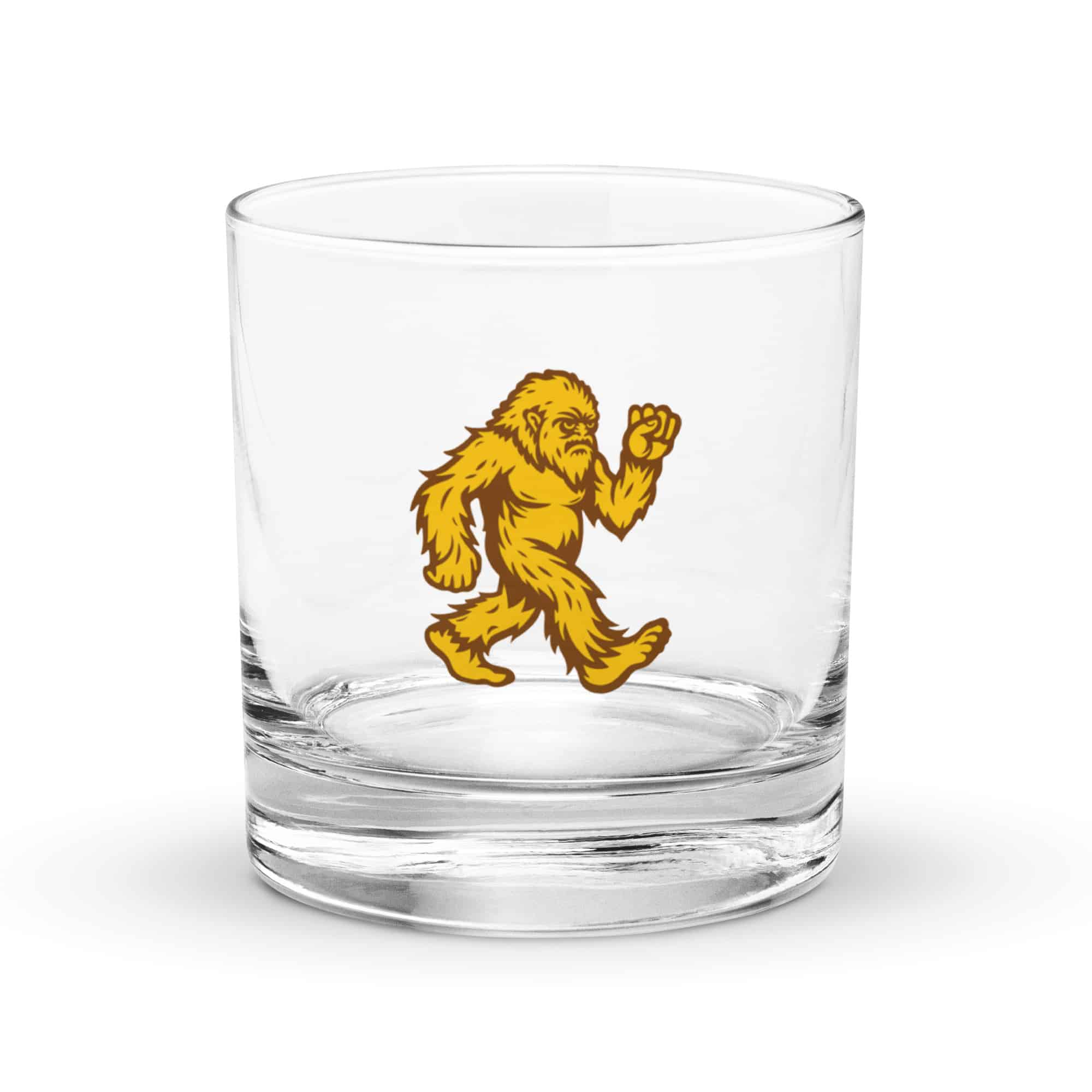 Original Gold and Brown Bigfoot by Chase Patrick Myers Rocks Glass