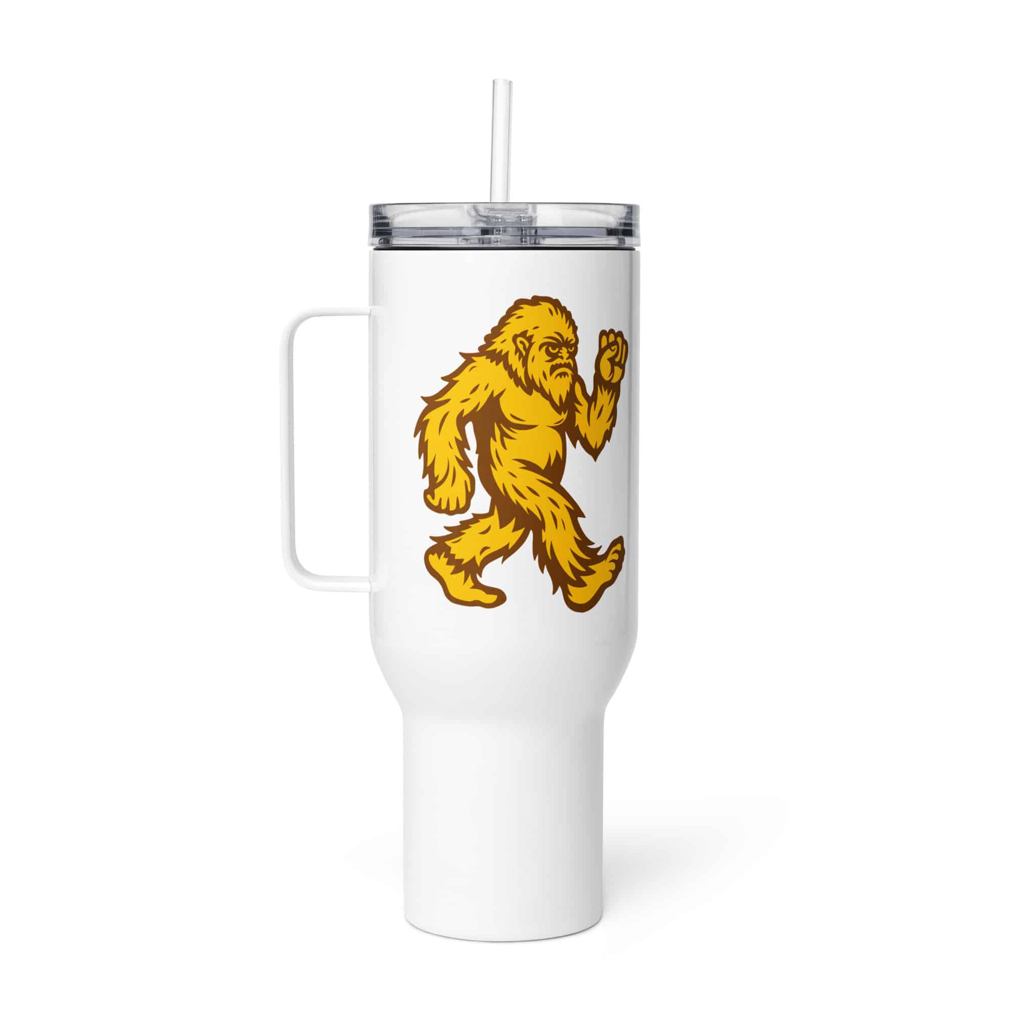 Original Gold and Brown Bigfoot by Chase Patrick Myers Travel Mug