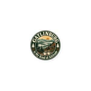 Gatlinburg and the Smokies Die-Cut Magnet: Gatlinburg Is My Kind of Altitude, Vintage Round Badge - 3″×3″ - Main